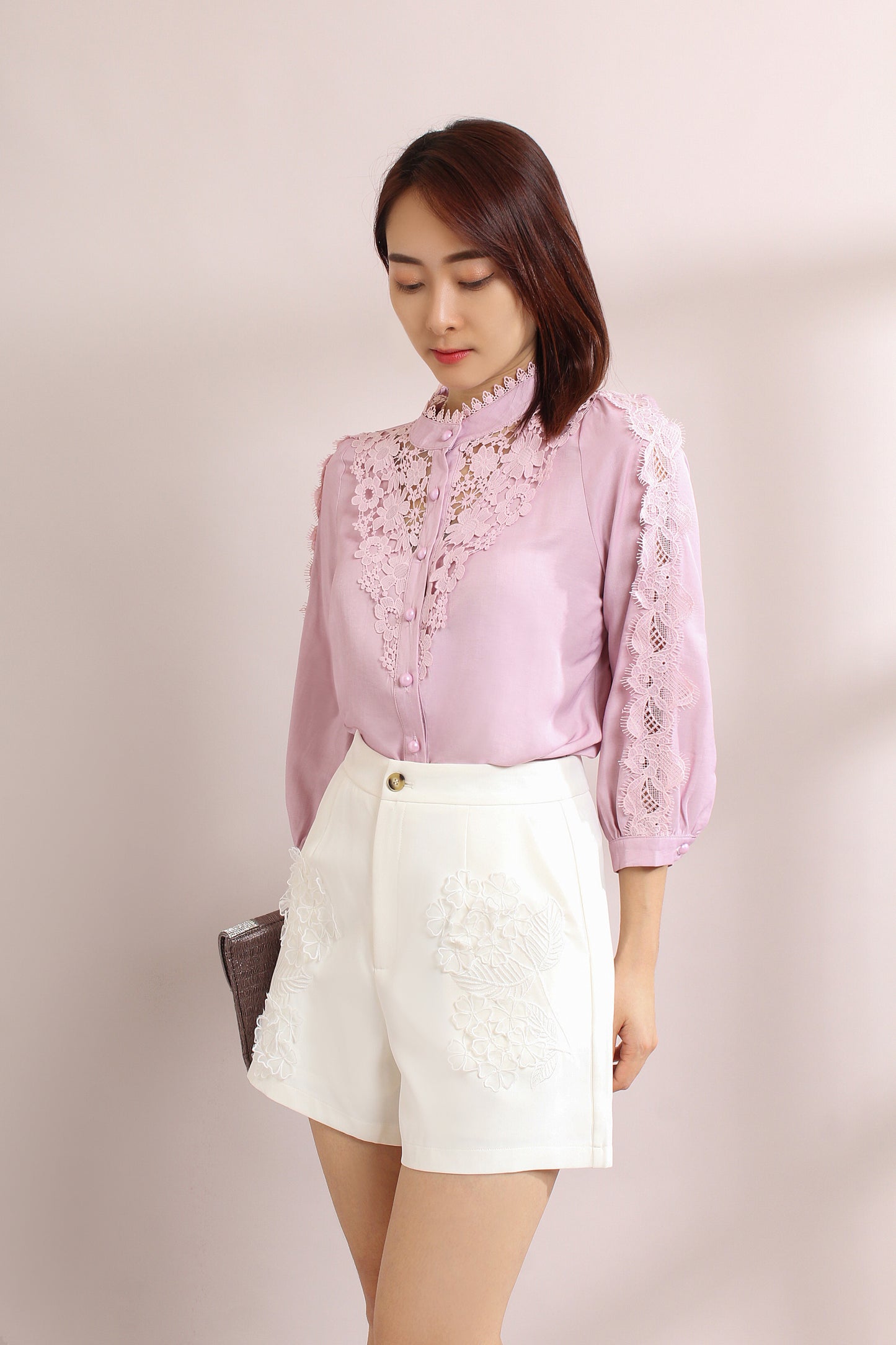 Asael 3D Embroidery Floral Shorts