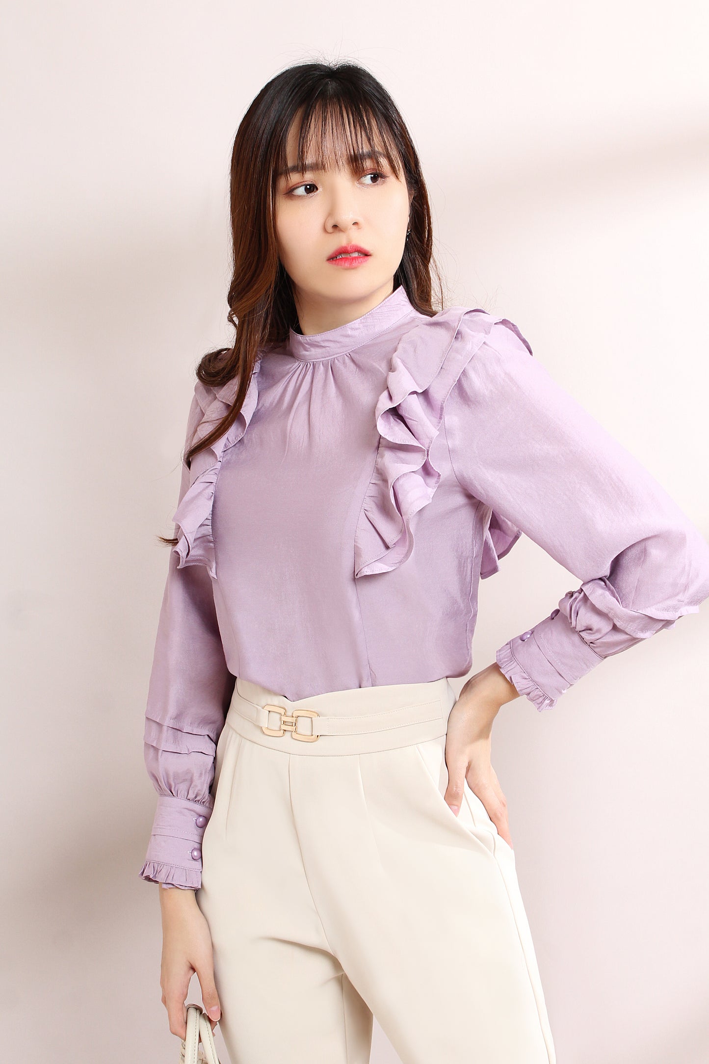 Axelle Frill-Trimmed Modern Victorian Blouse