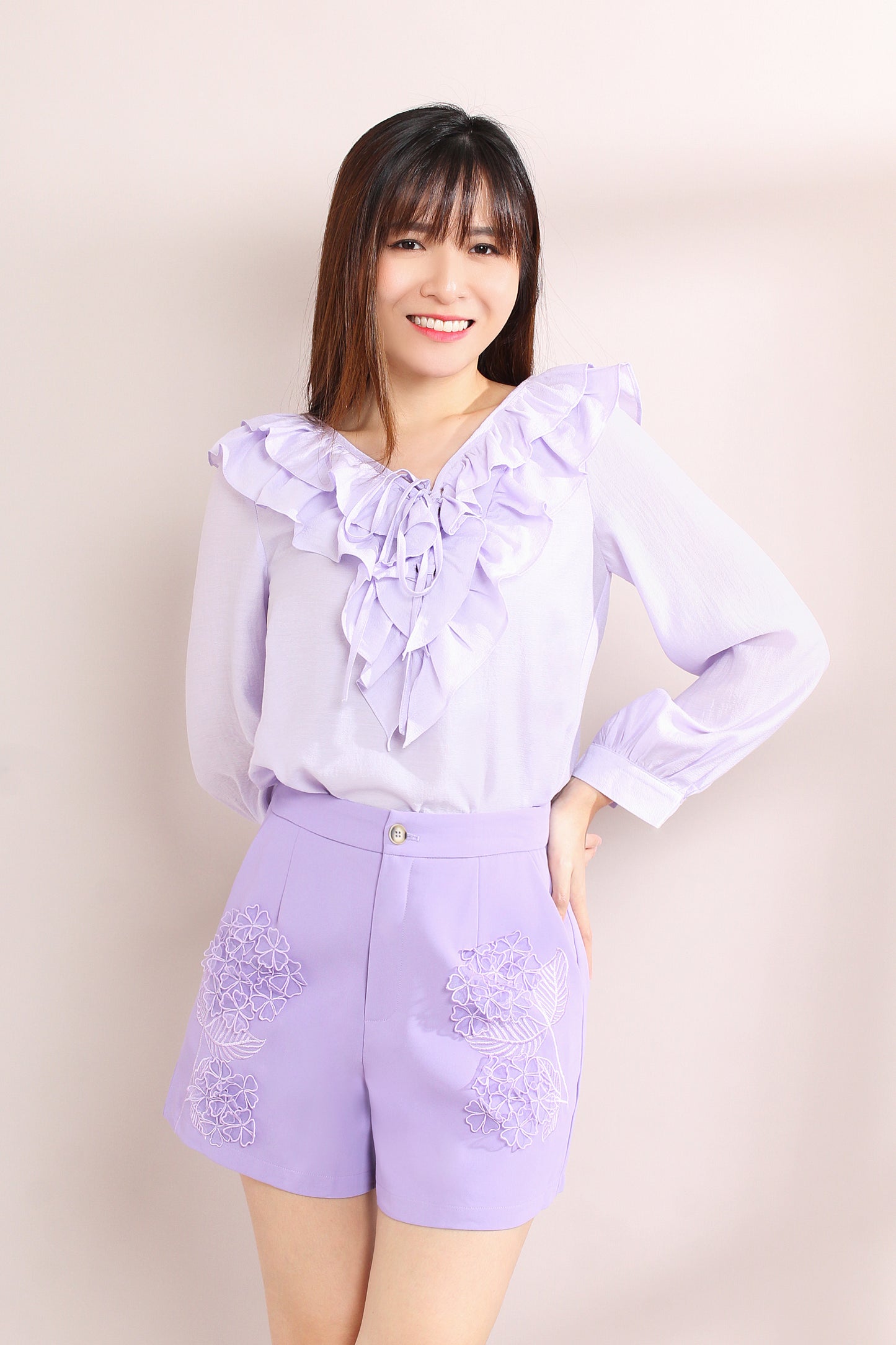 Asael 3D Embroidery Floral Shorts