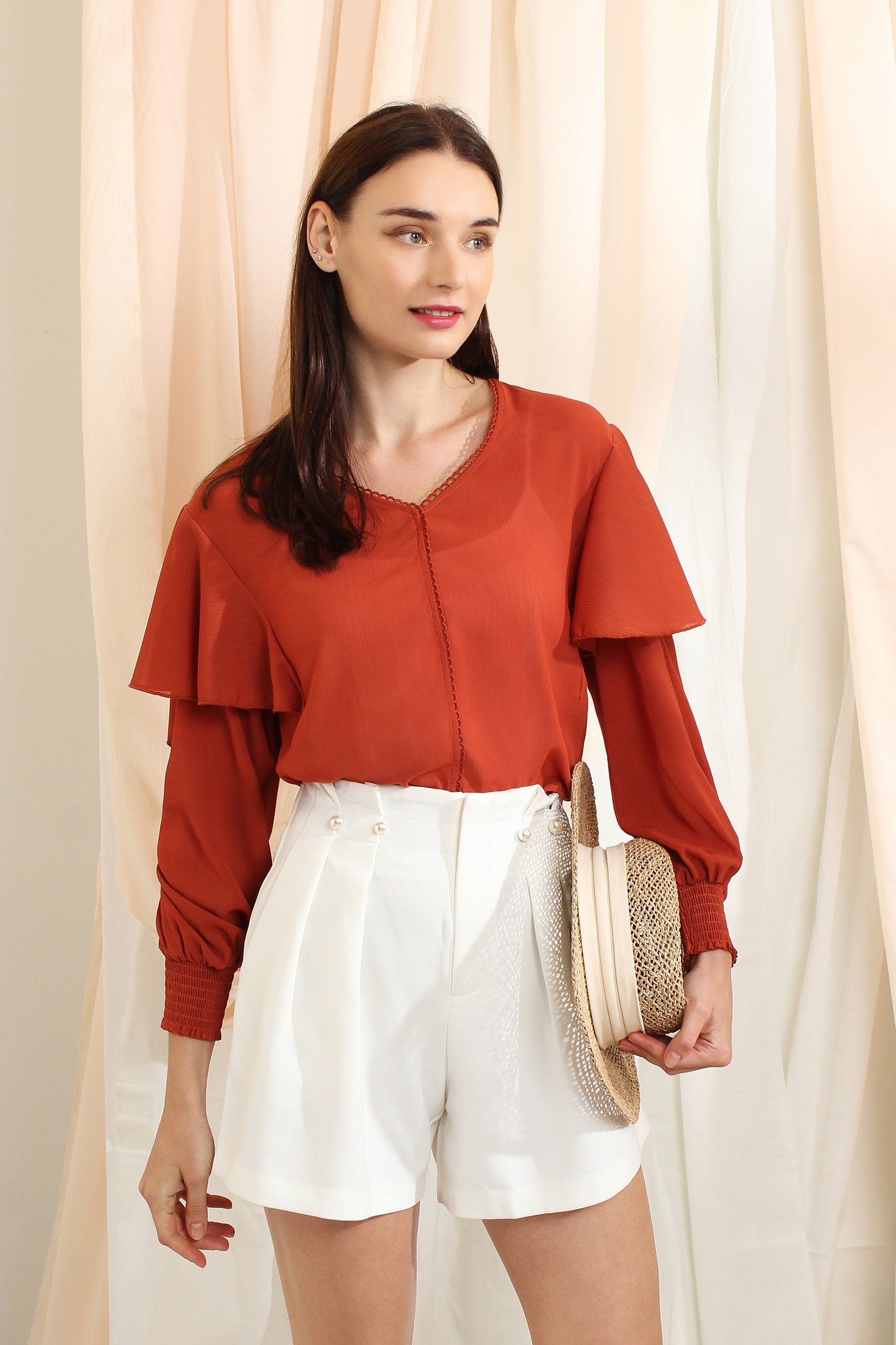 Abelina Ruffled Chiffon Blouse