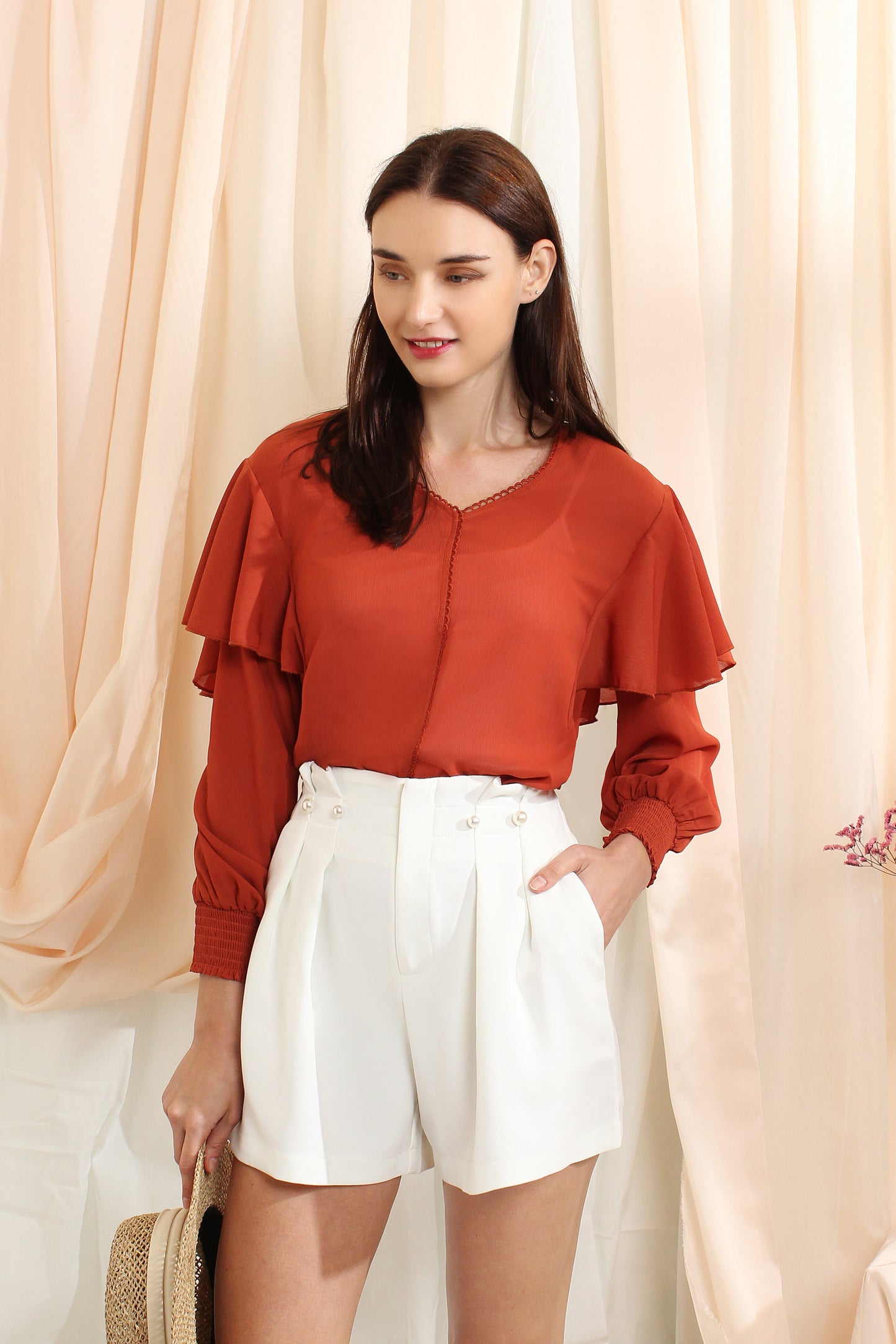 Abelina Ruffled Chiffon Blouse