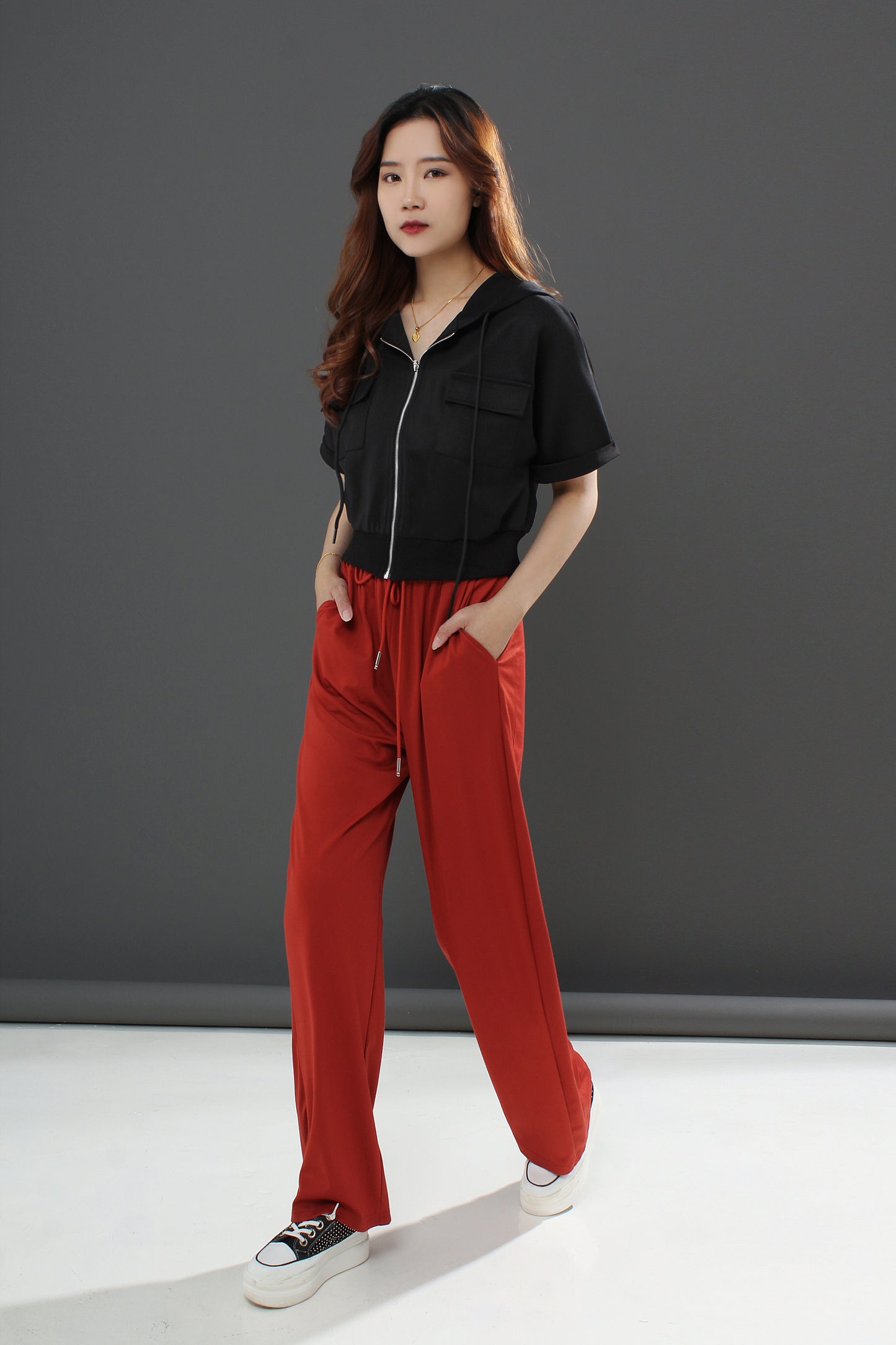 Allegra Cotten Zipper Short-sleeved Top