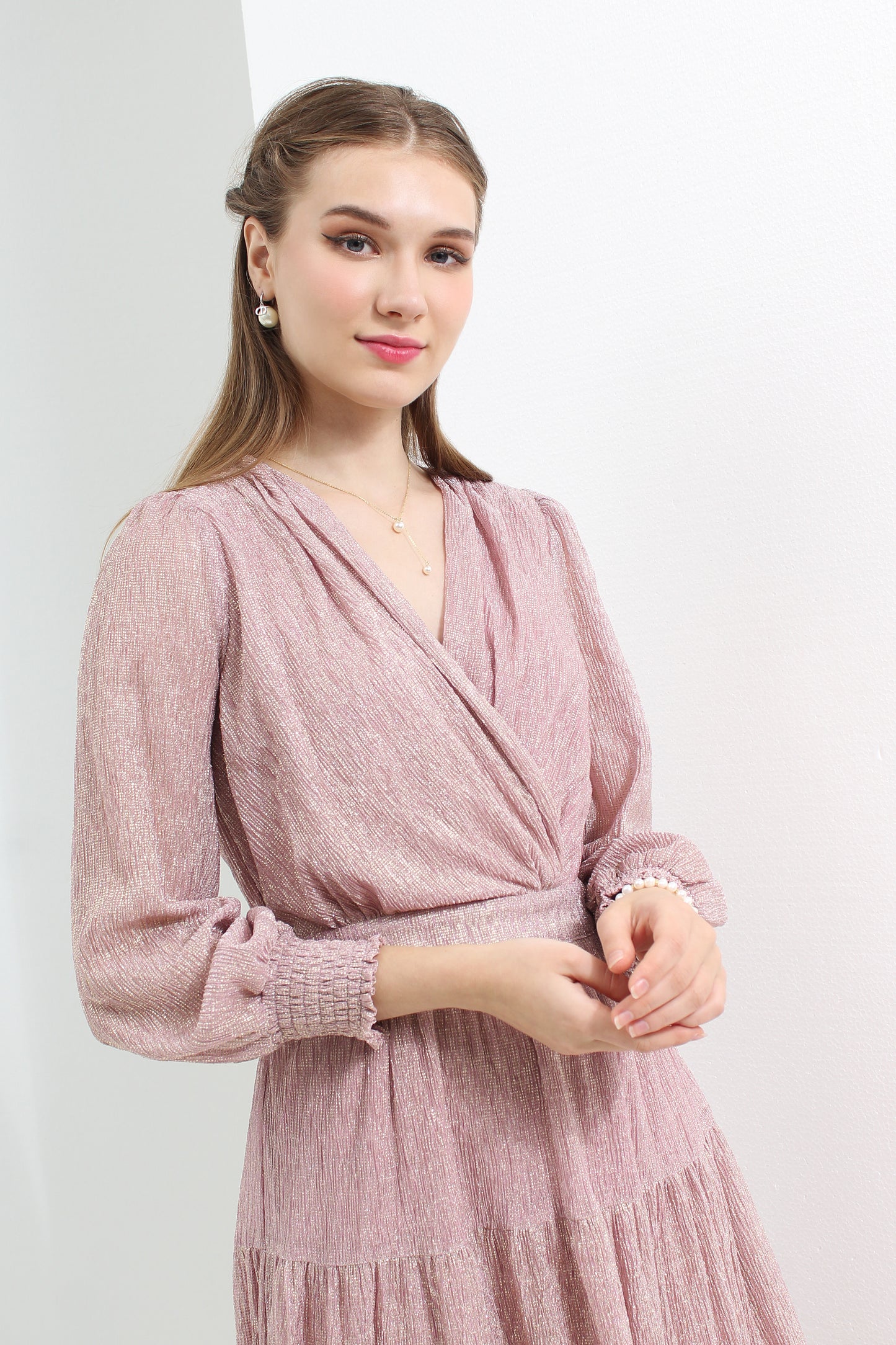 Serena Metallic Chiffon Maxi Dress