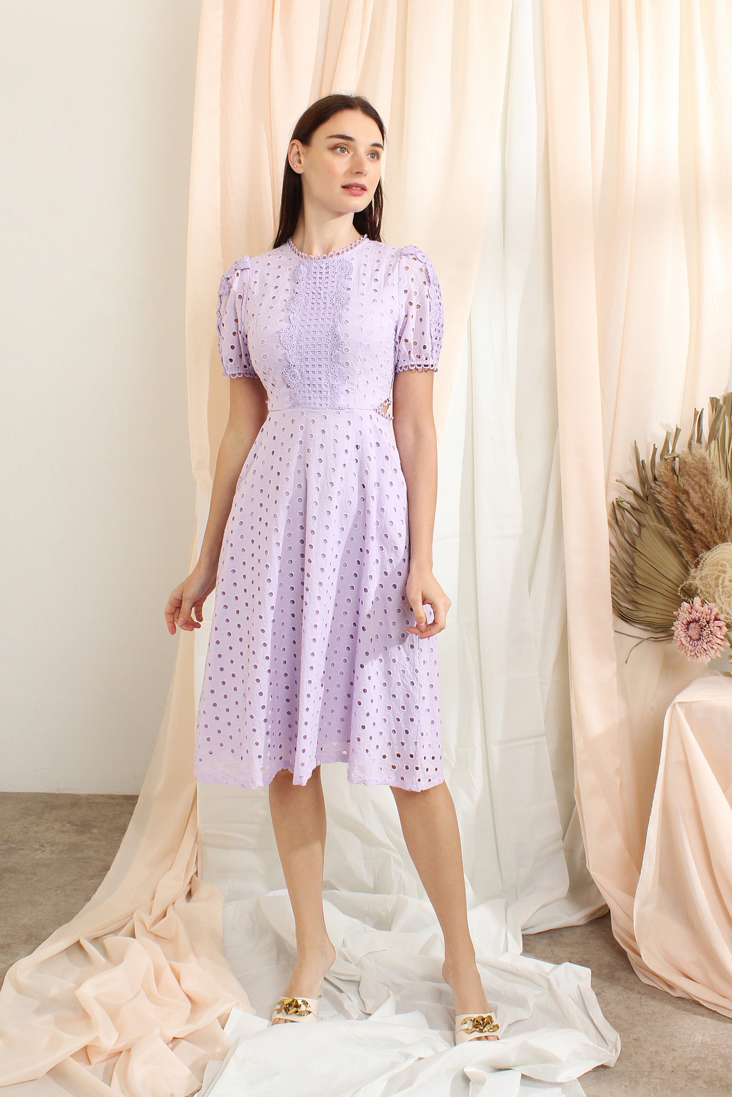 Anjali Broderie Anglaise Midi Dress