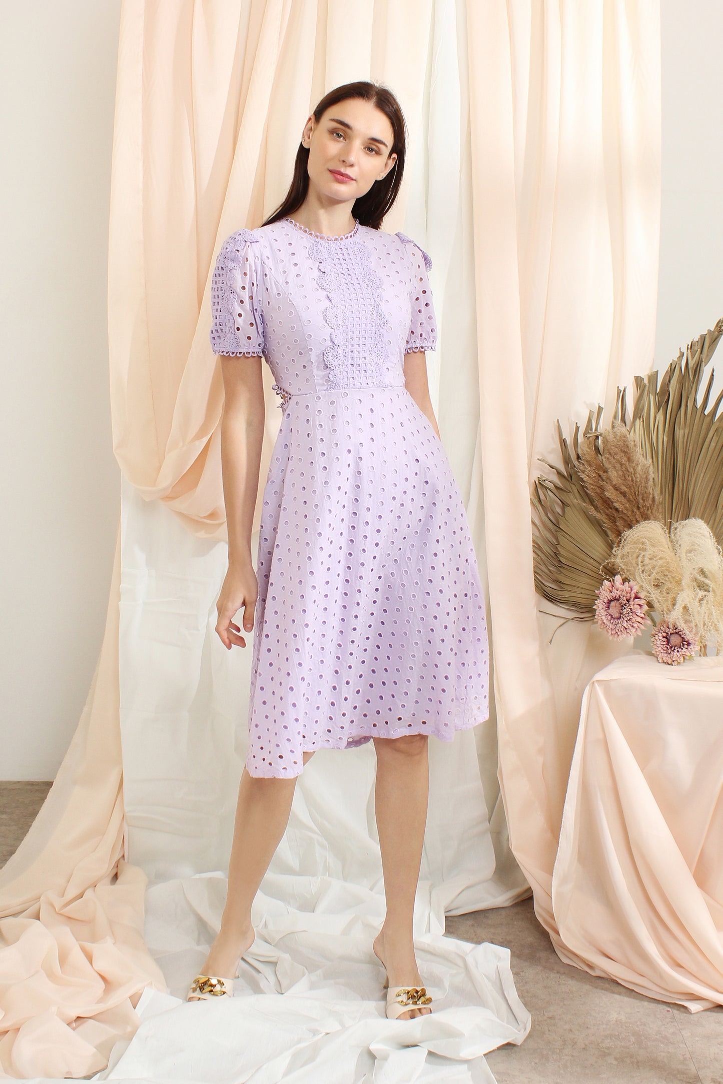 Anjali Broderie Anglaise Midi Dress