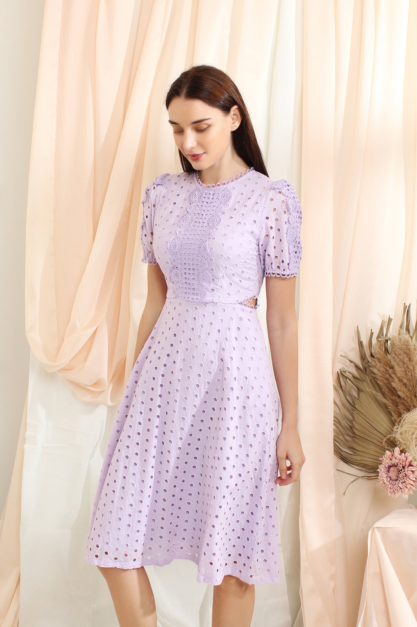 Anjali Broderie Anglaise Midi Dress