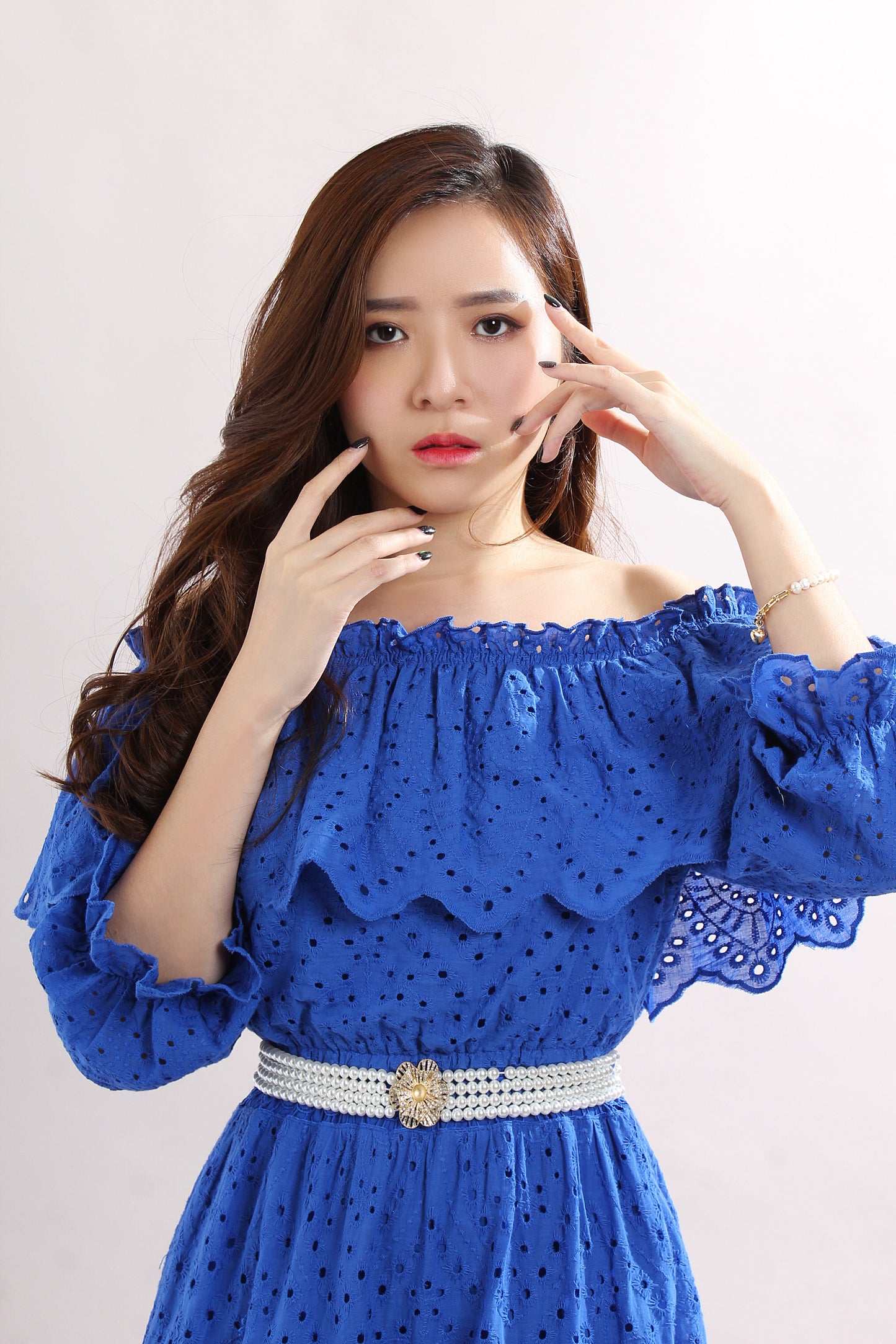 Ruffle Trim Off-Shoulder Lace Dress
