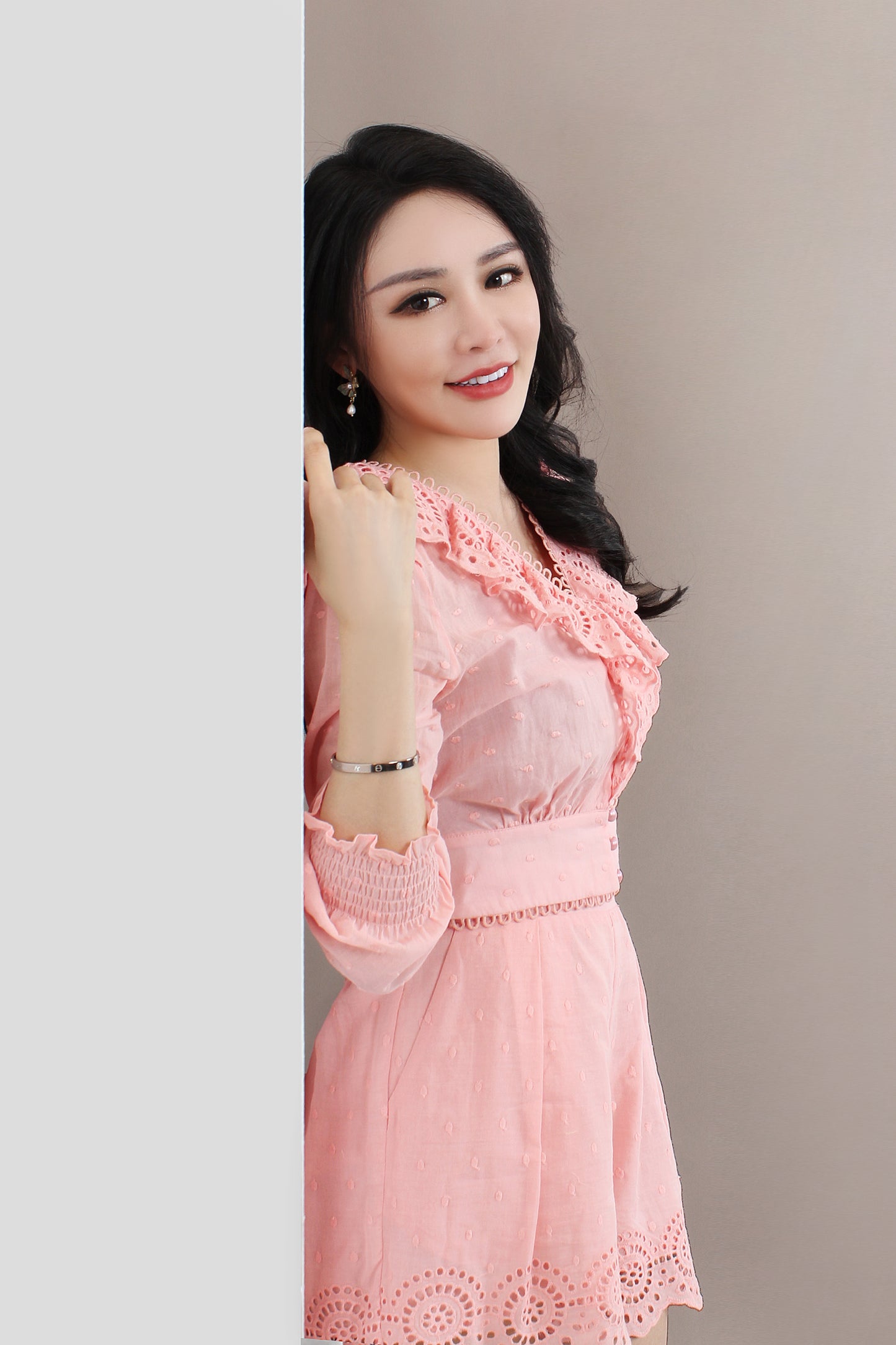 Polka Dots Playsuit With Lace Sets
