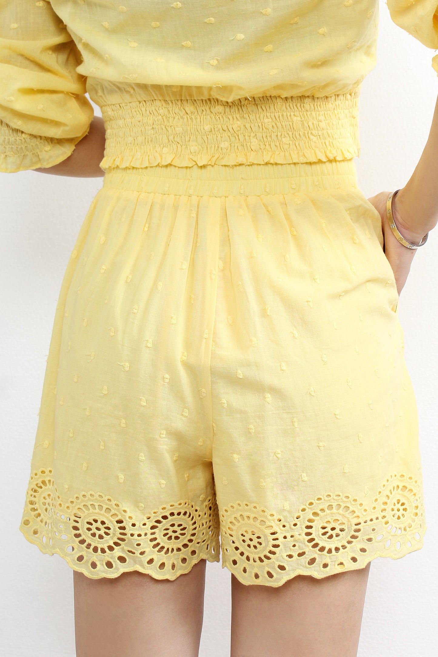 Polka Dots Playsuit With Lace Sets