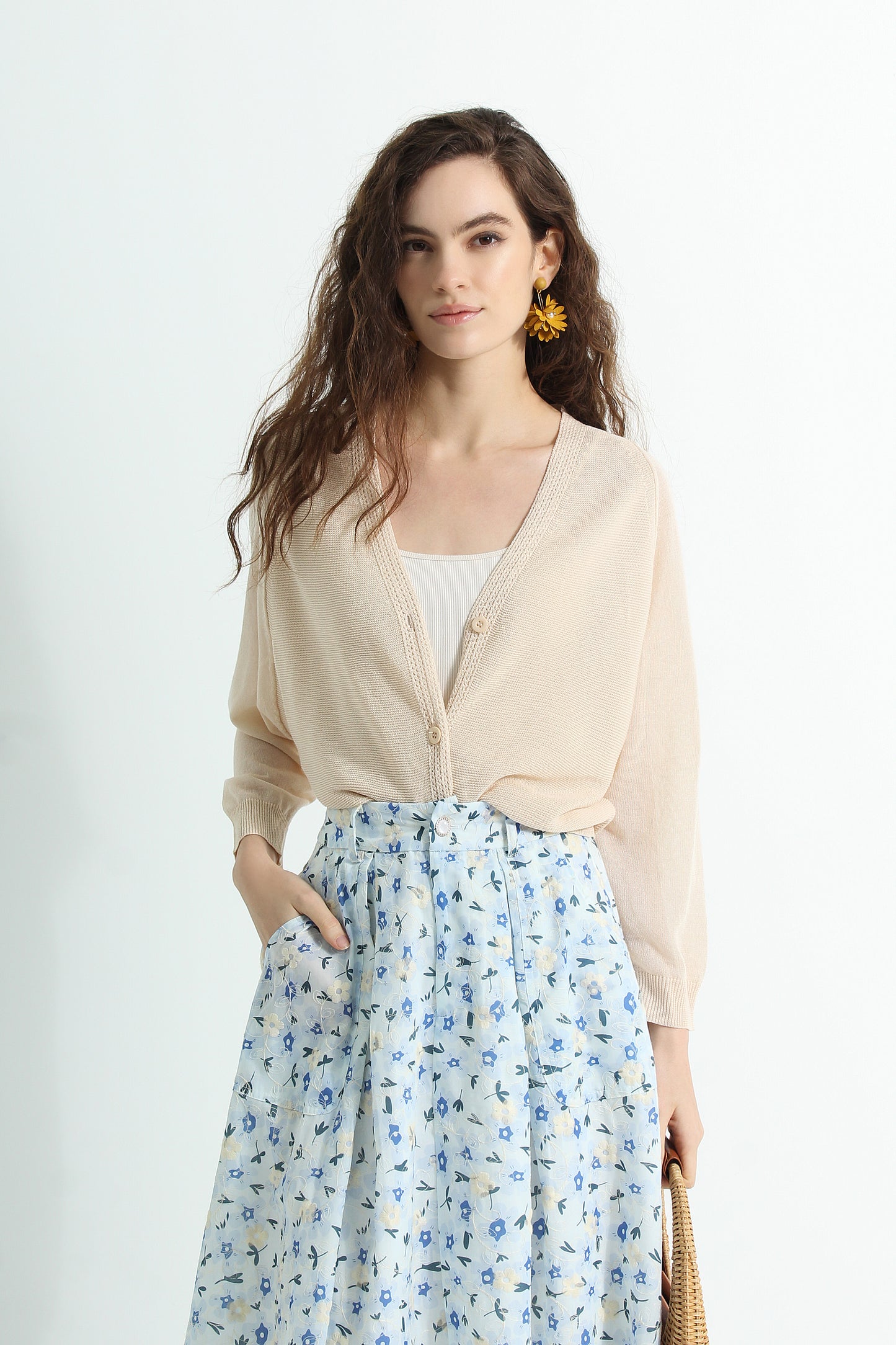 Adoncia Floral Midi A-Line Skirt