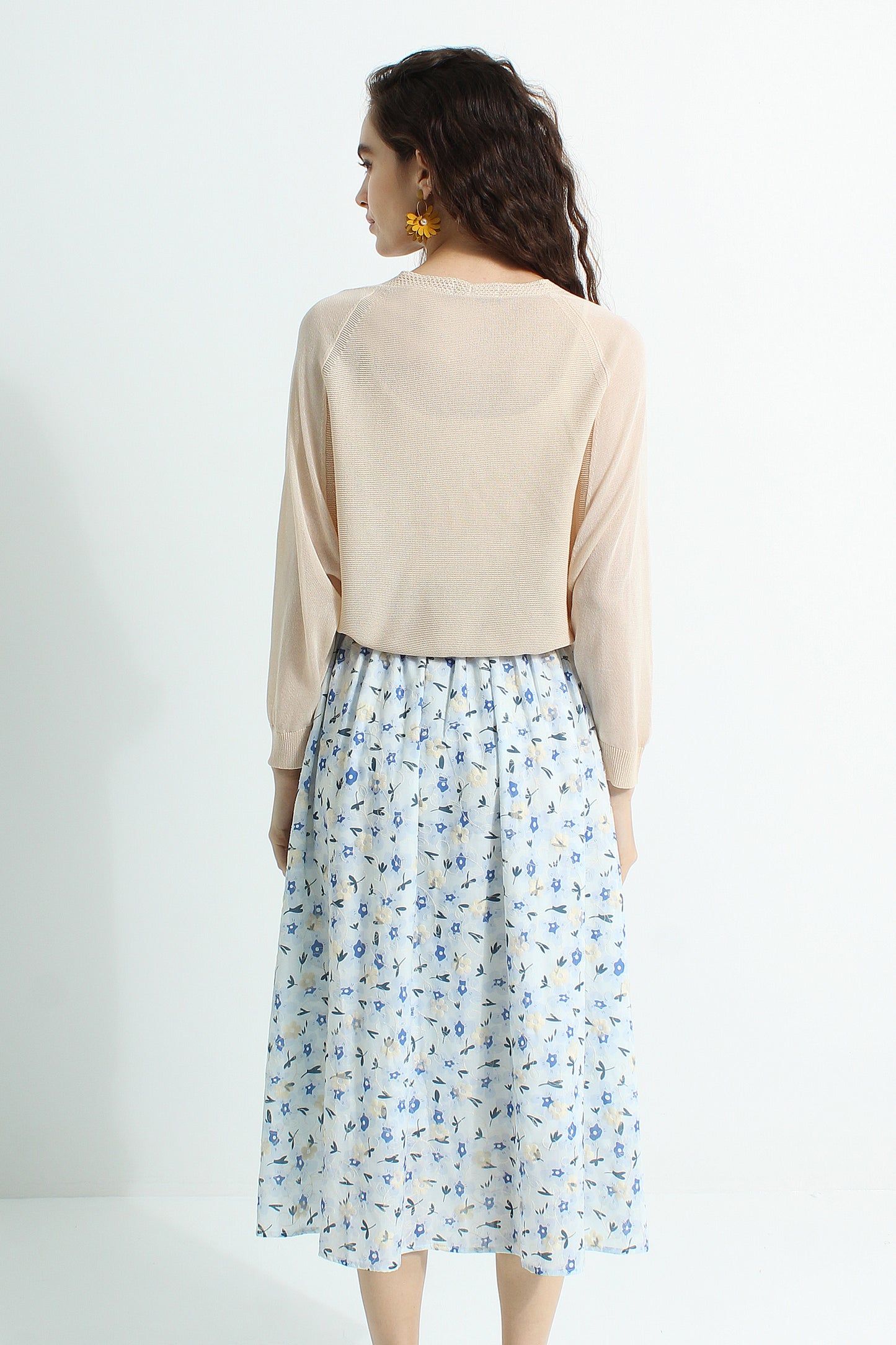Adoncia Floral Midi A-Line Skirt