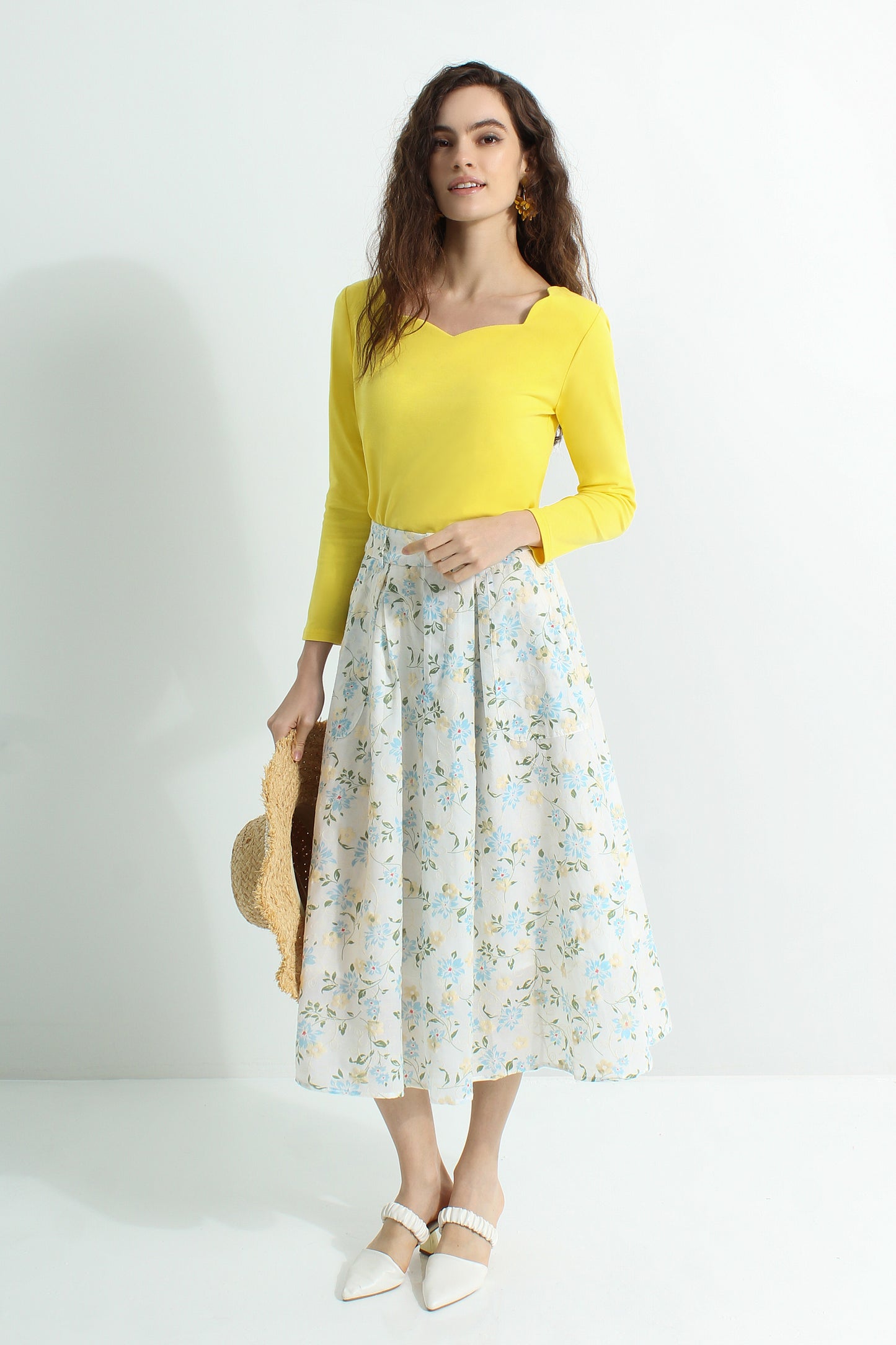 Adoncia Floral Midi A-Line Skirt