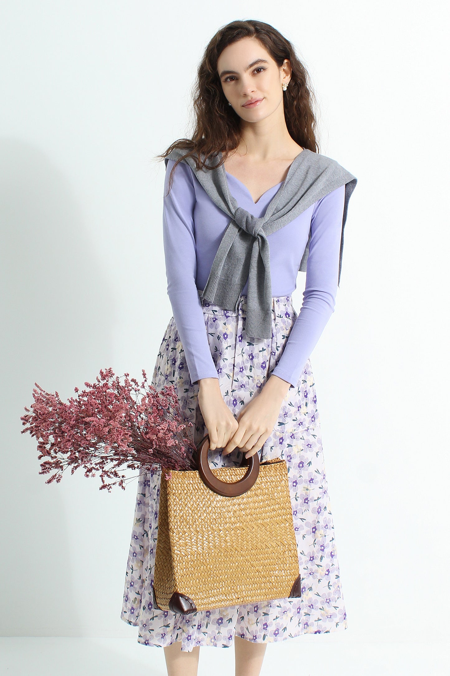 Adoncia Floral Midi A-Line Skirt