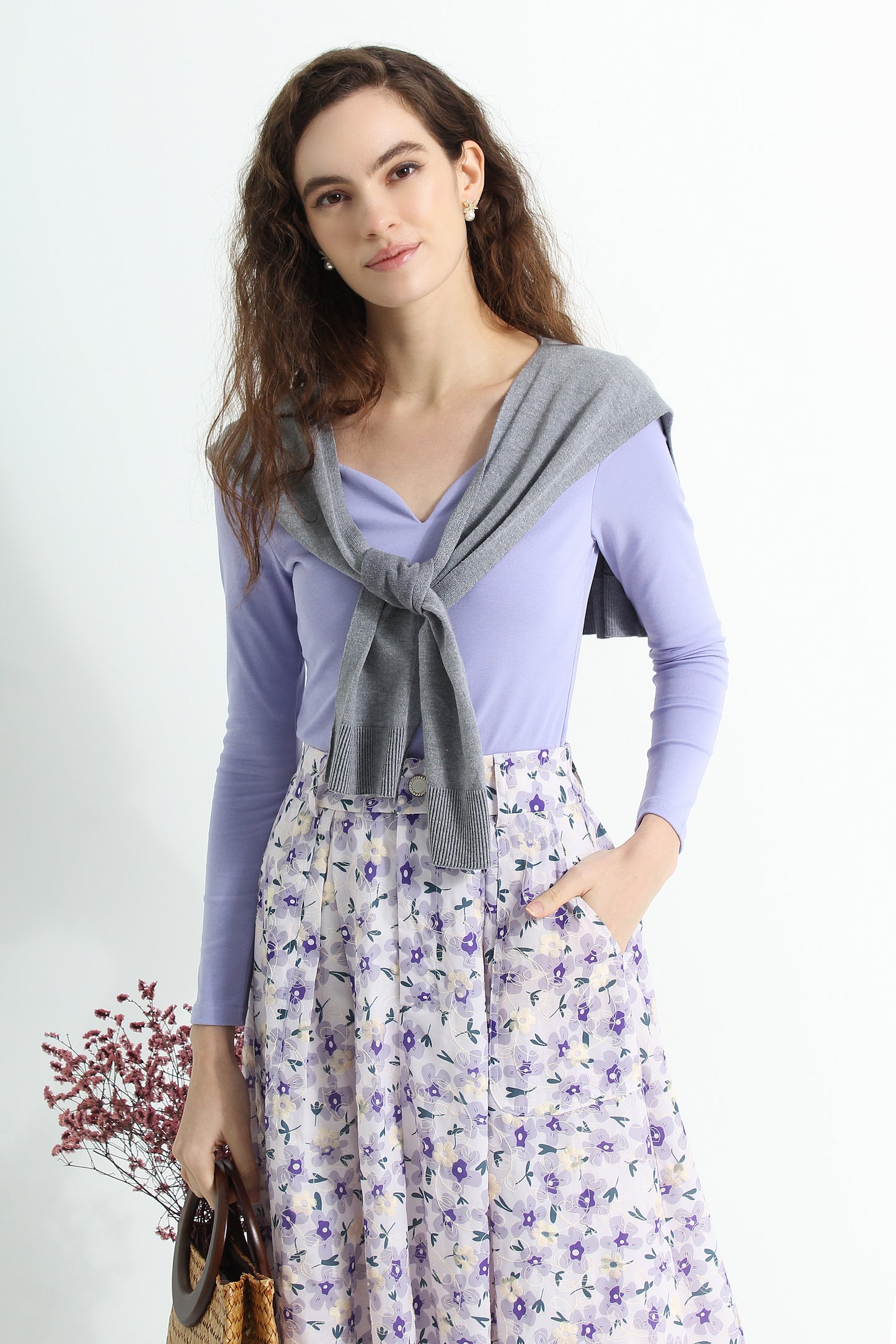 Adoncia Floral Midi A-Line Skirt