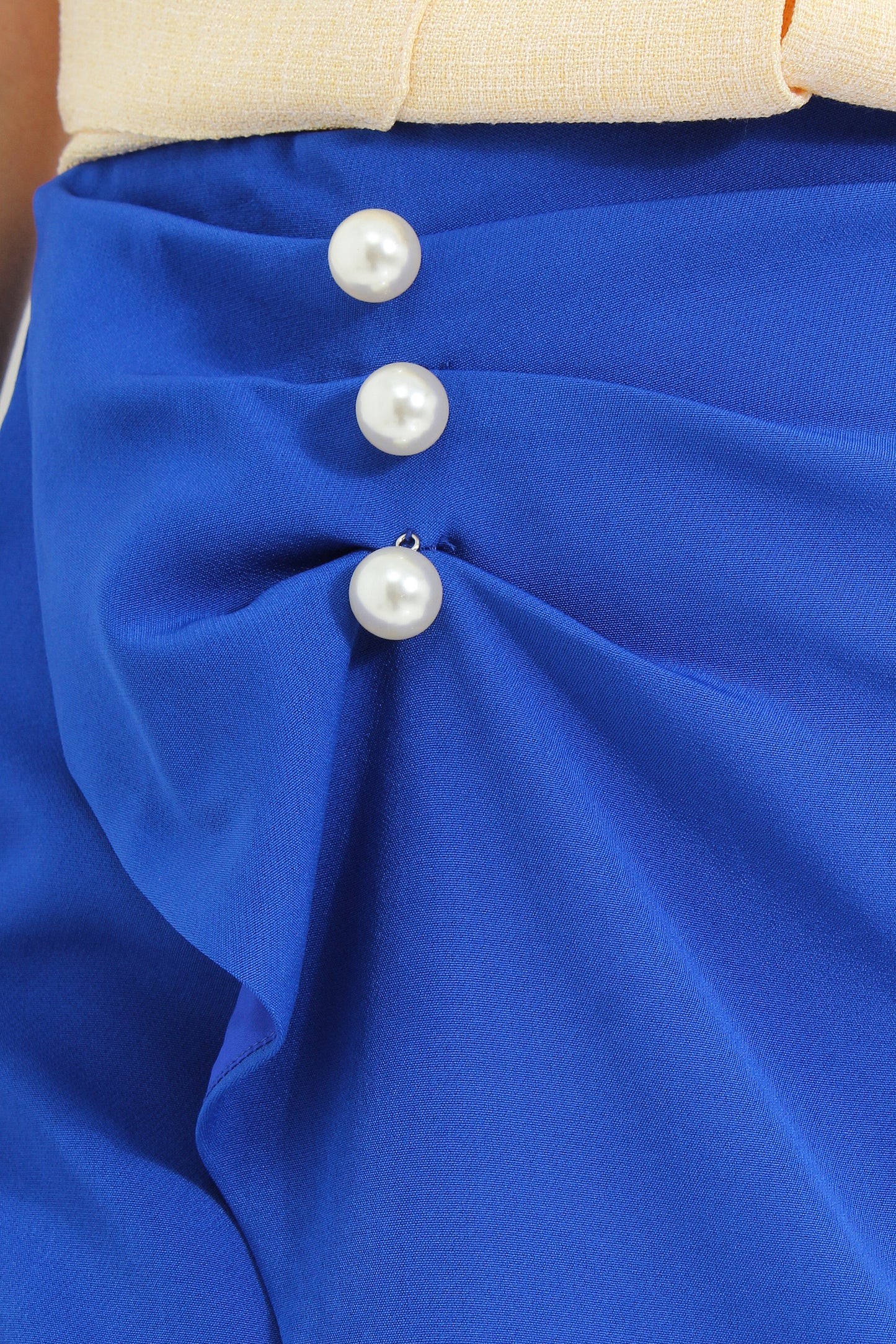 Alannis Asymmetrical Draped Skirt with Pearls