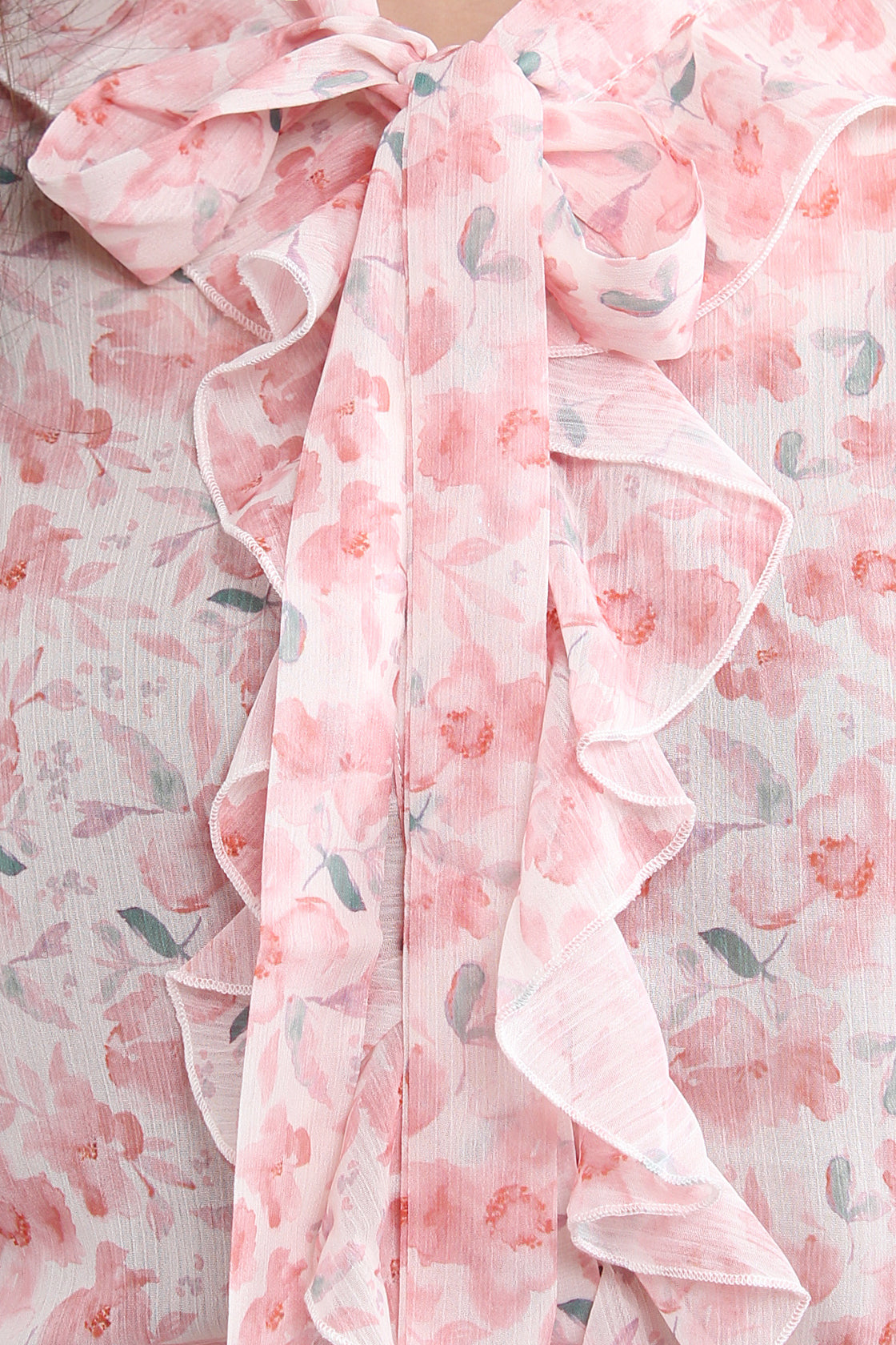 Floral Chiffon Blouse With Ruffles