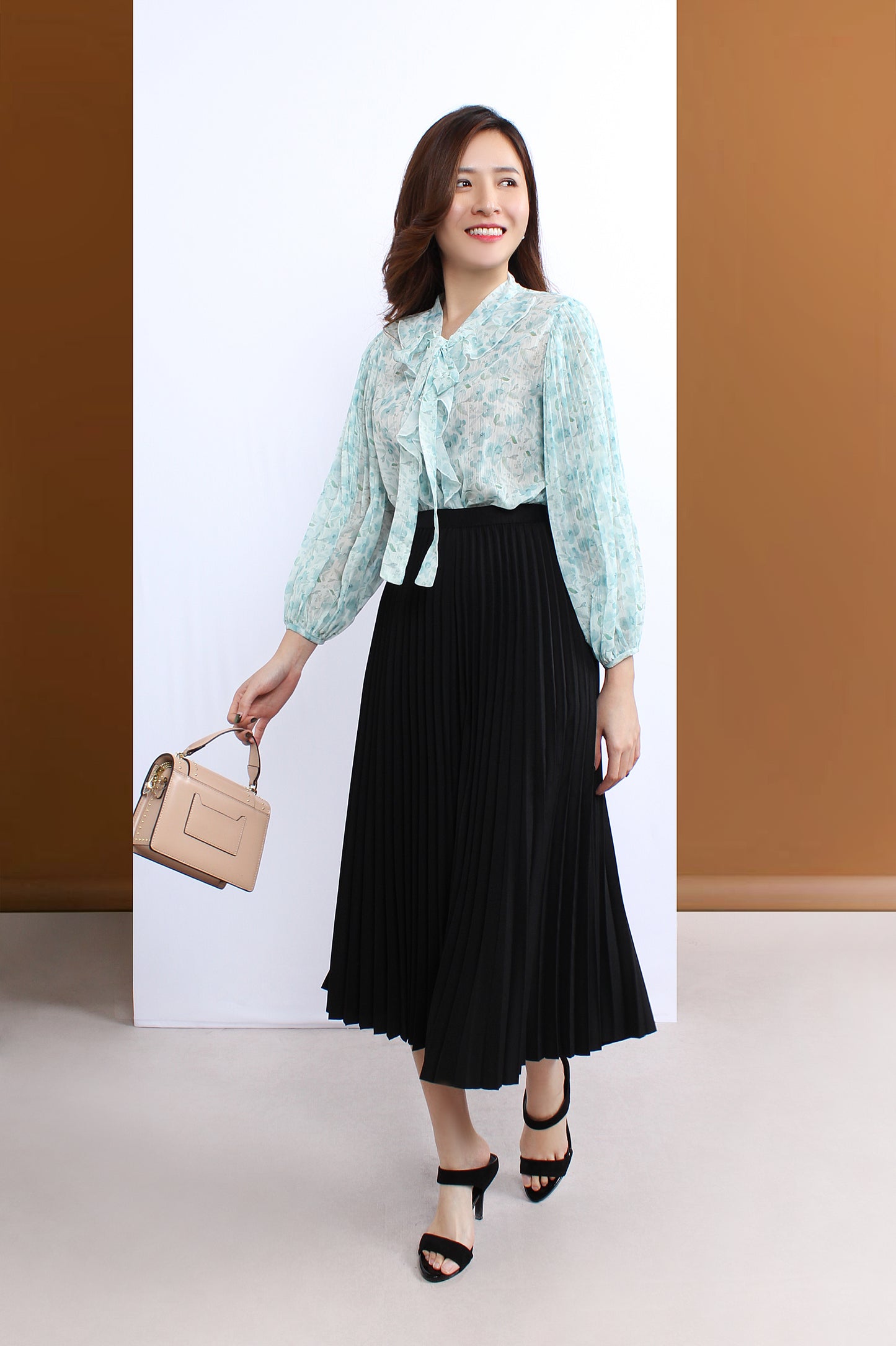 Floral Chiffon Blouse With Ruffles