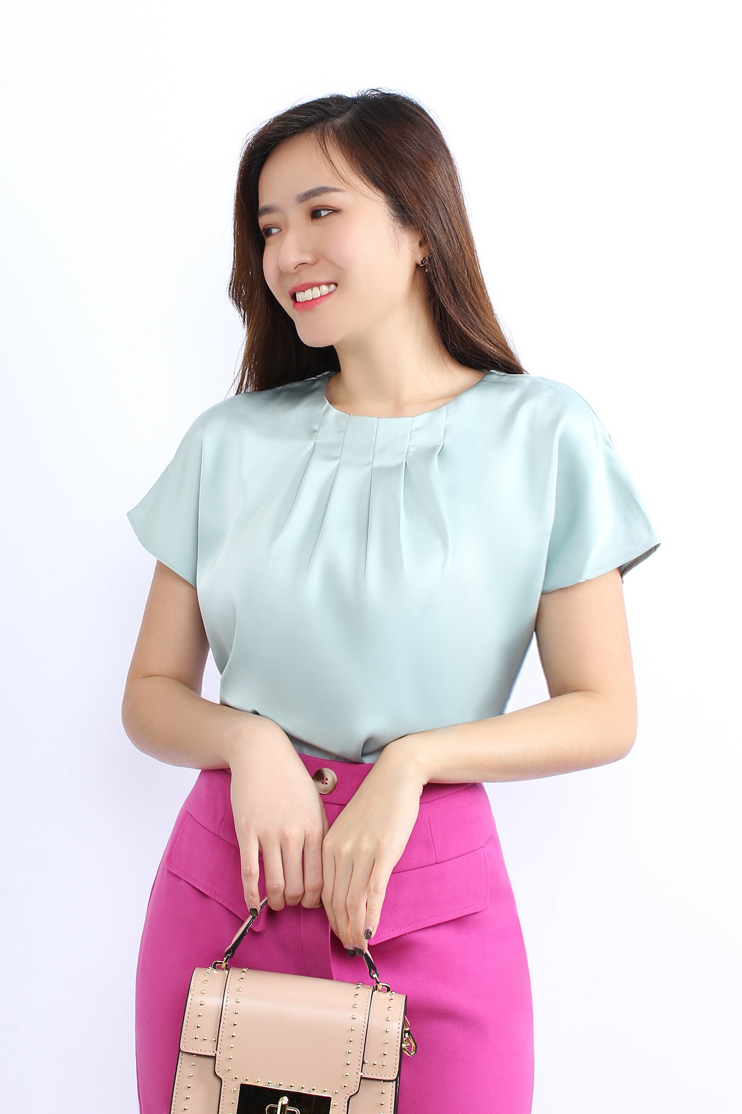 Audrey Box Pleated Blouse