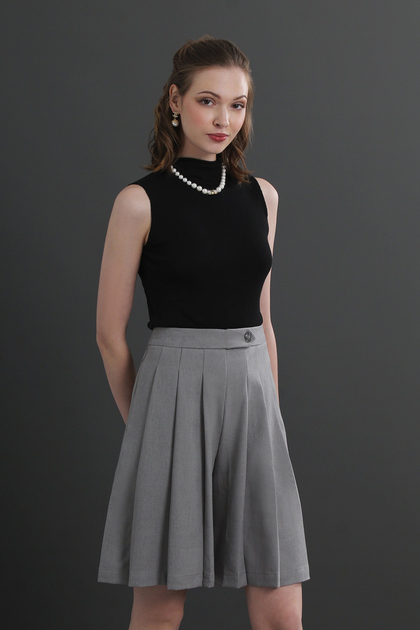 Beryl Korean Style Pleated Shorts Office Work Front Zipper Pants