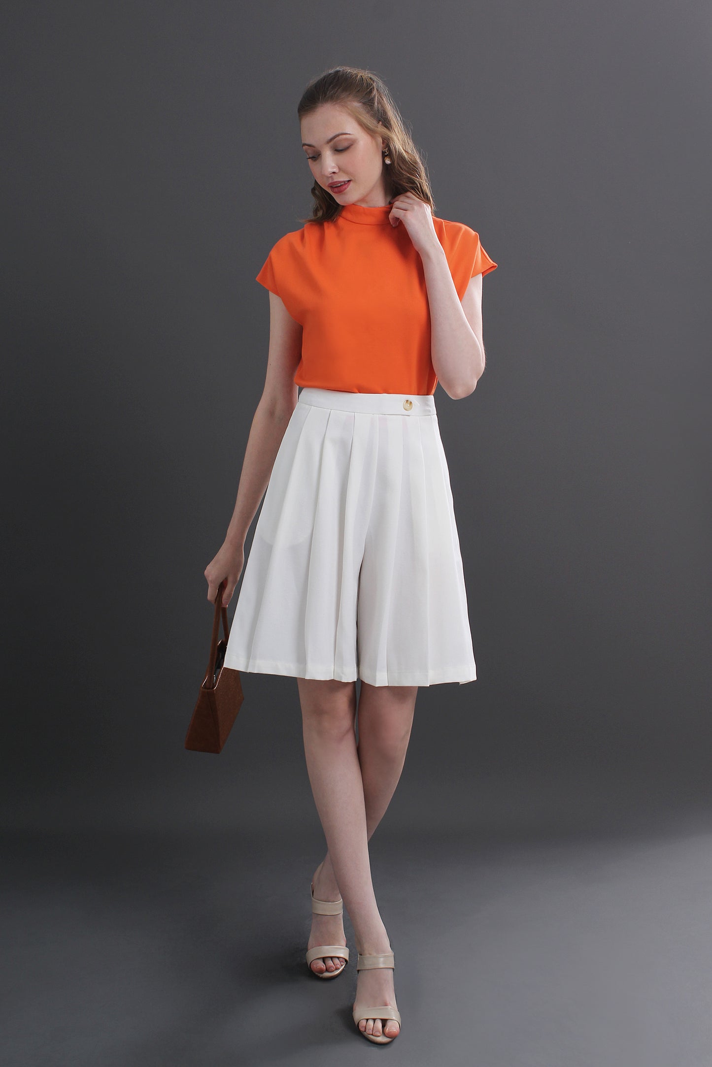 Beryl Korean Style Pleated Shorts Office Work Front Zipper Pants