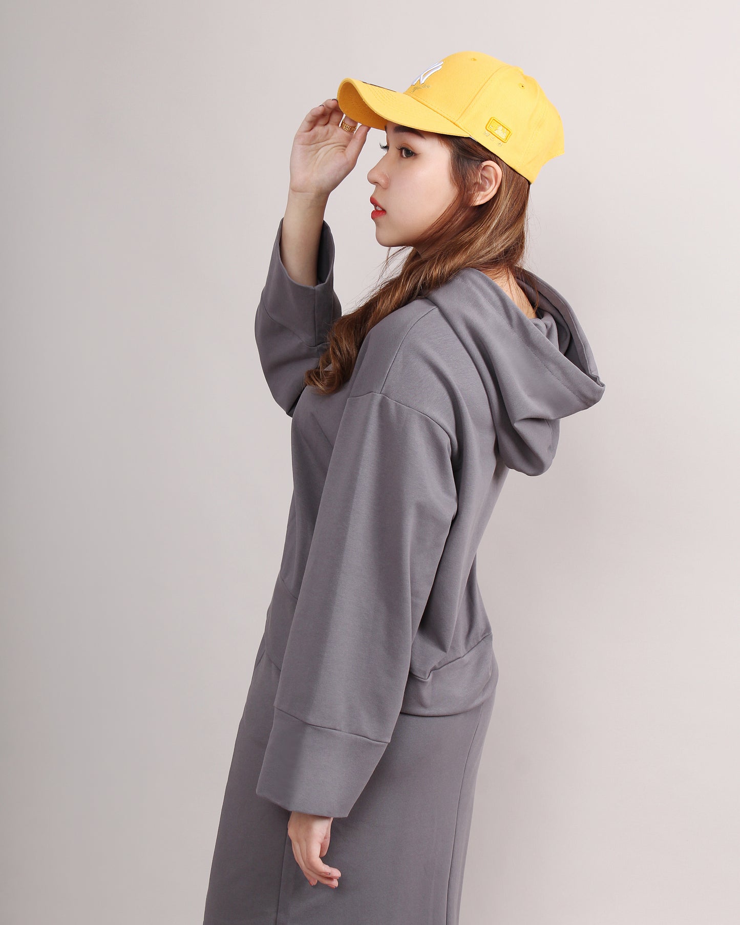 Casual Loose Hooded Sweater & Front Slit Pencil Skirt Set