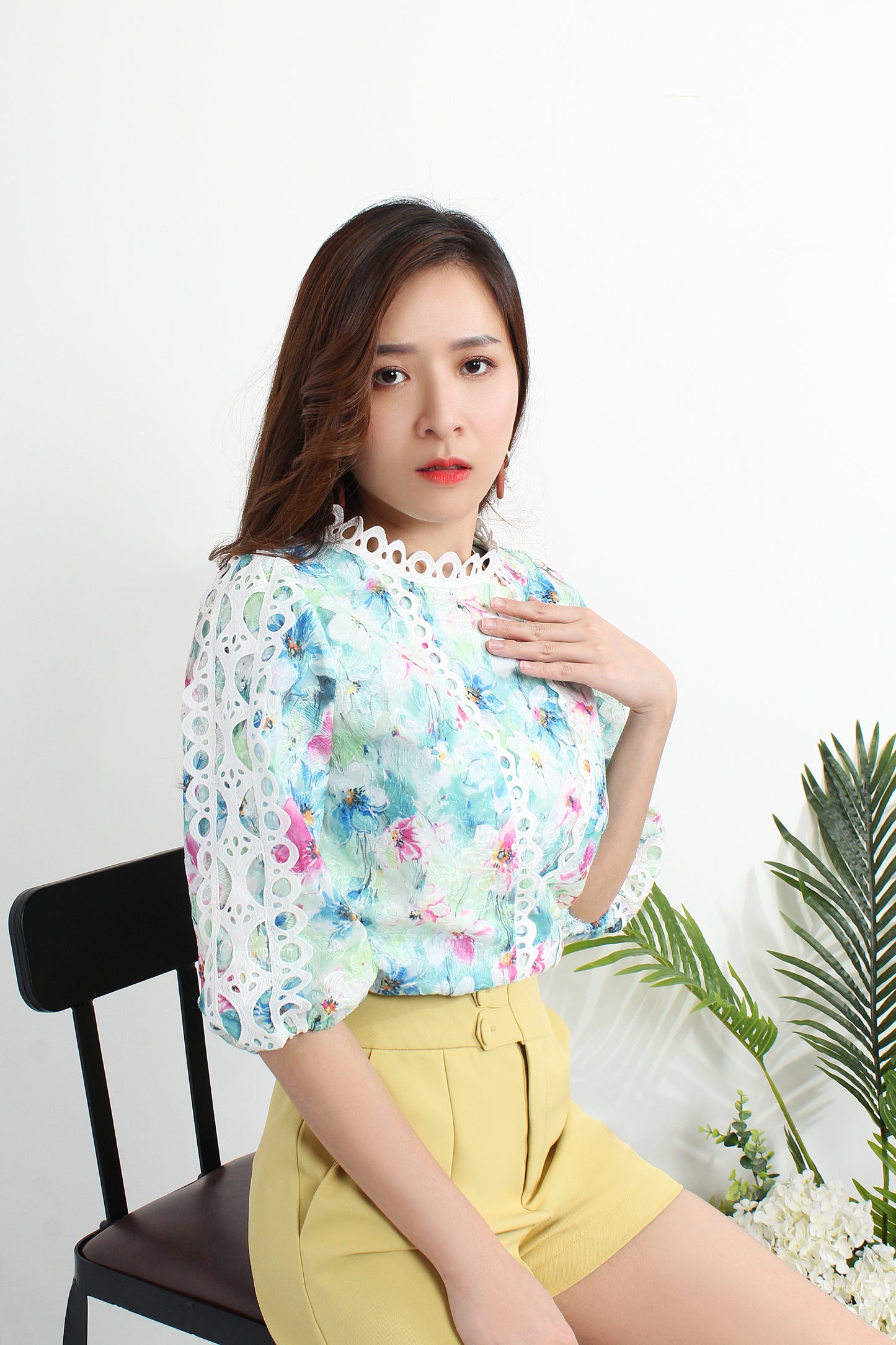 Antheia Floral Printed Blouse With Lace