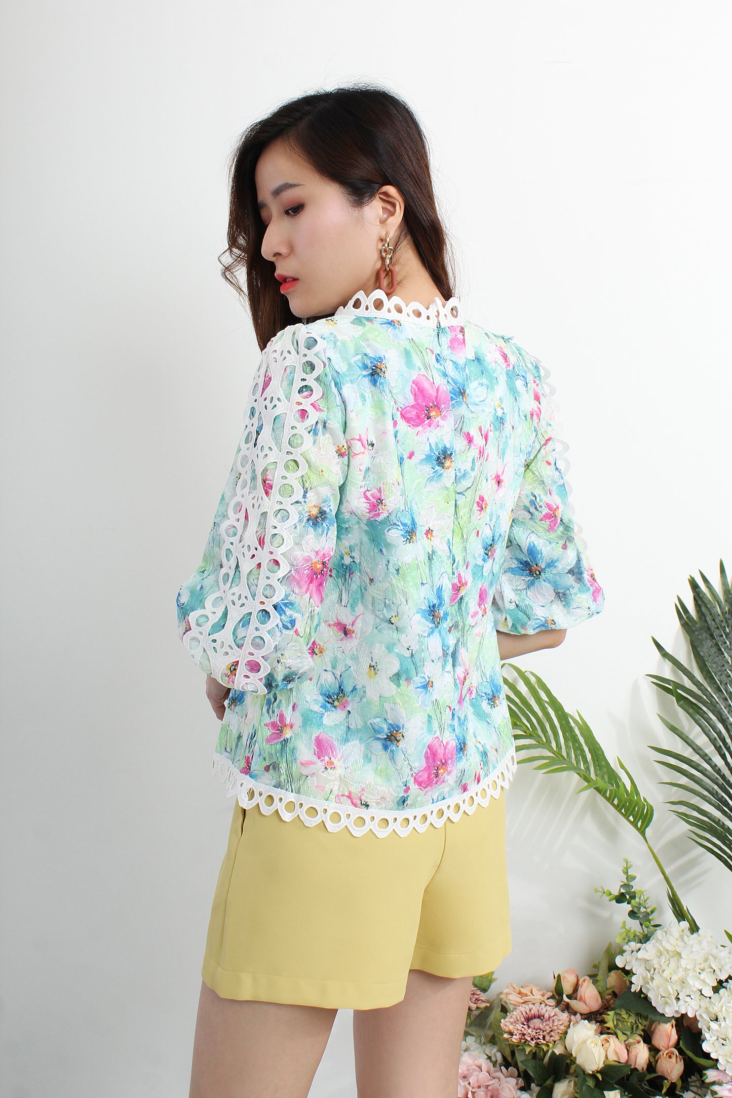Antheia Floral Printed Blouse With Lace