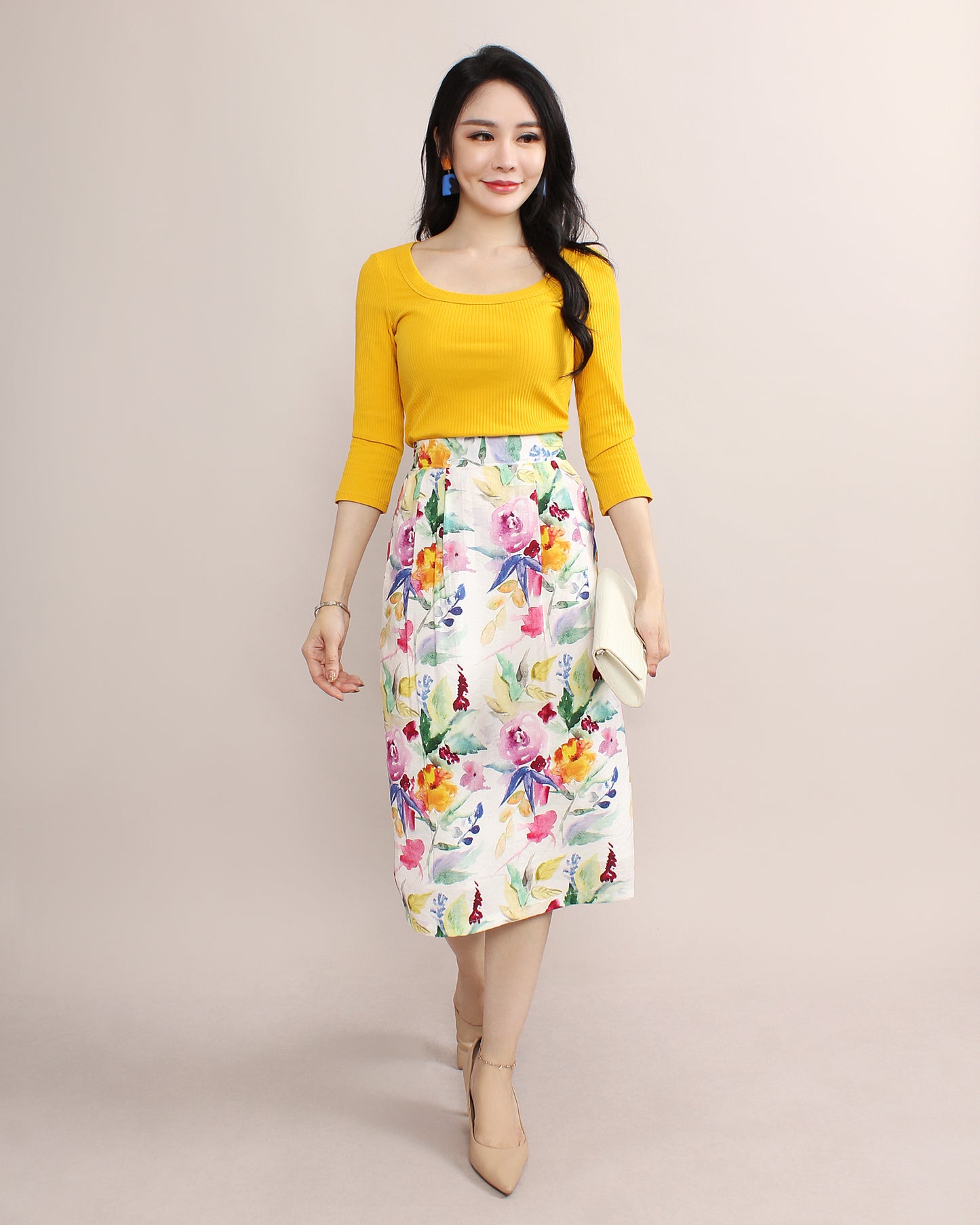 Slim Fitted Wide U Neck Cotton Tee