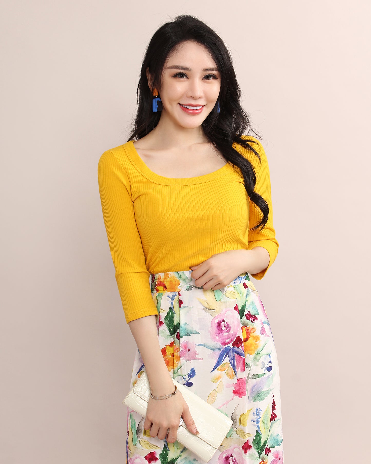 Slim Fitted Wide U Neck Cotton Tee