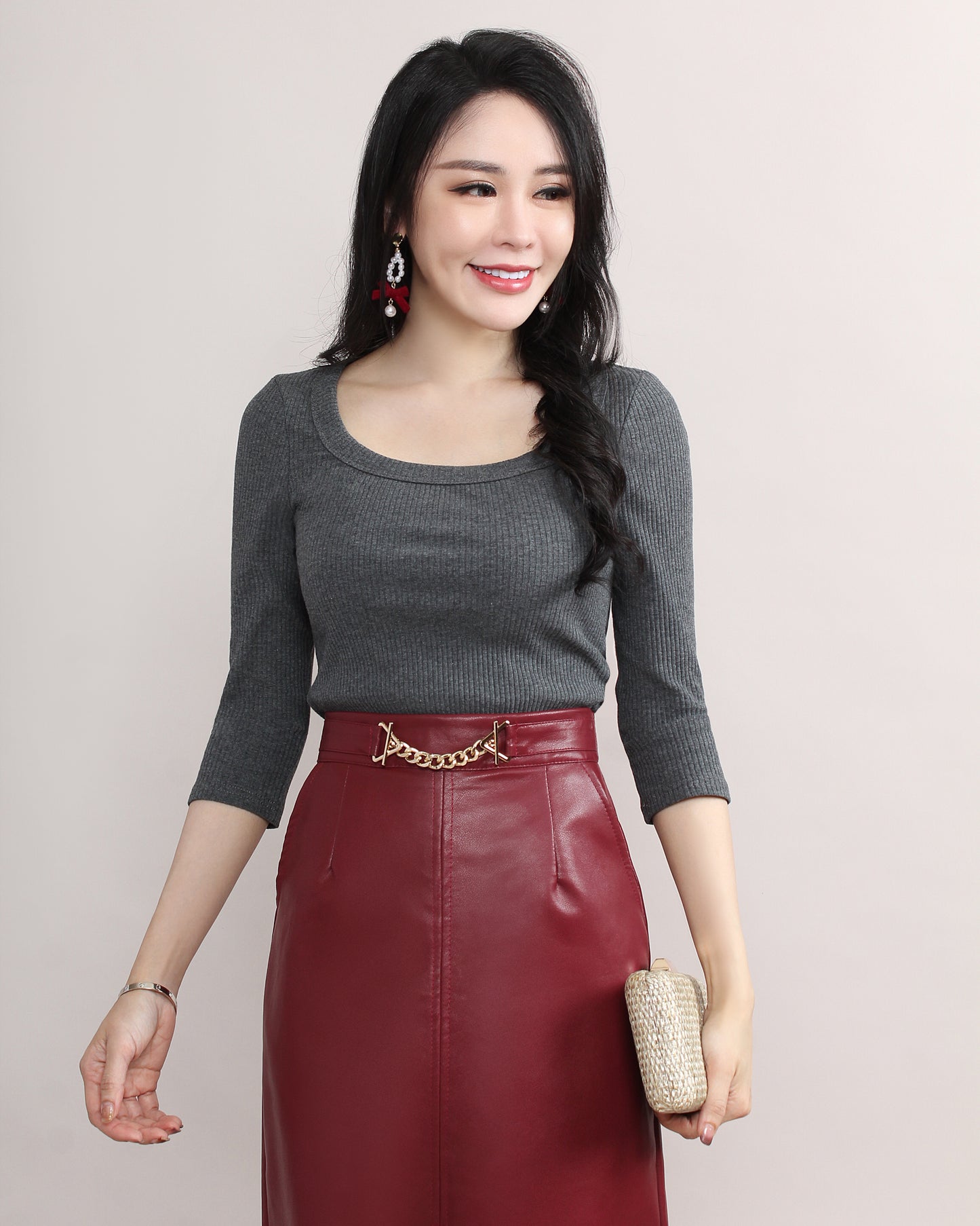 Slim Fitted Wide U Neck Cotton Tee