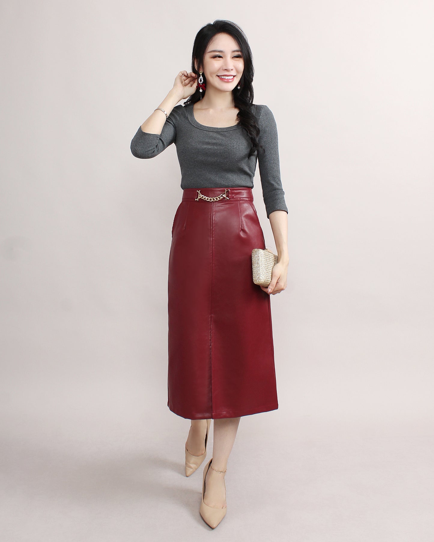 Slim Fitted Wide U Neck Cotton Tee