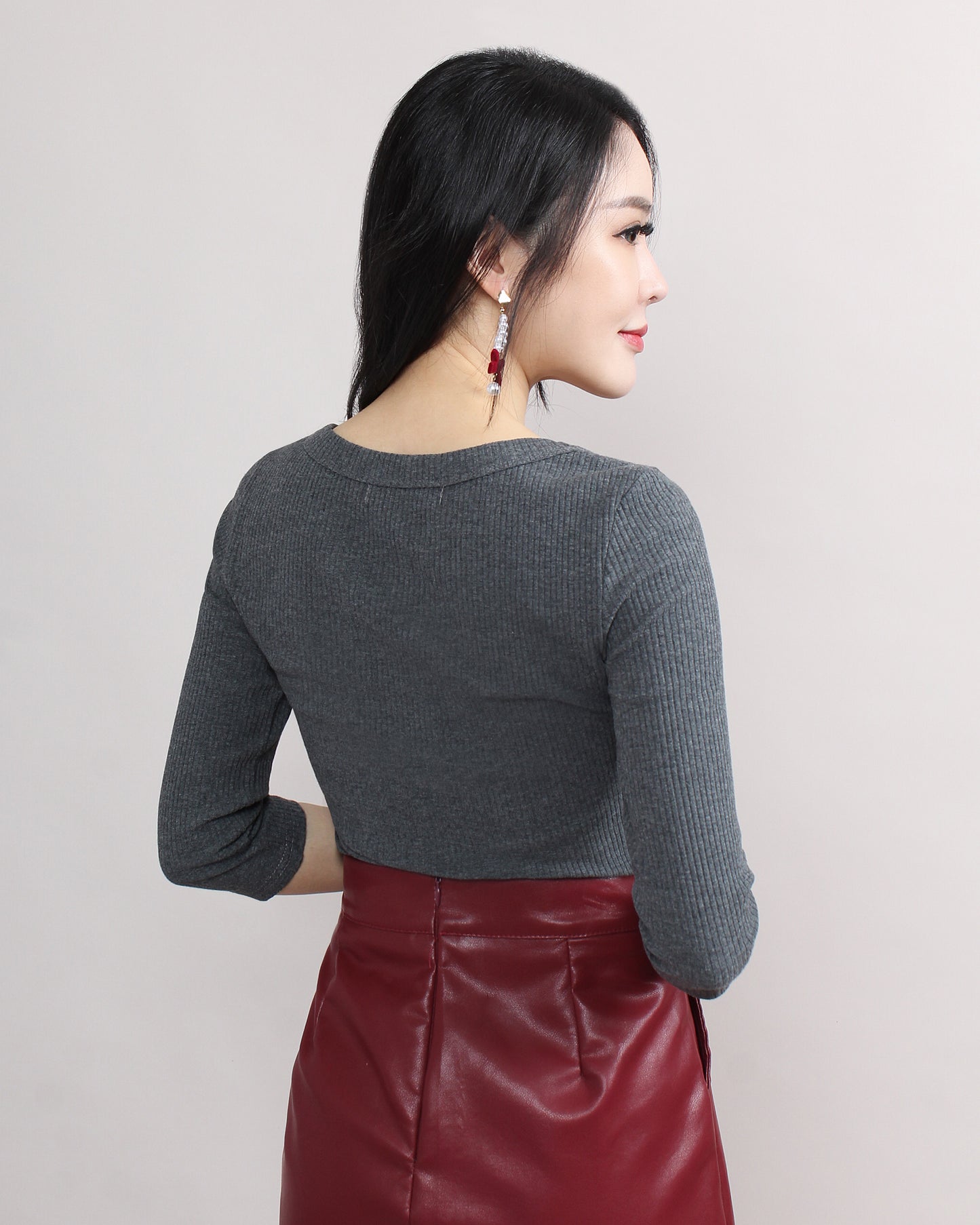 Slim Fitted Wide U Neck Cotton Tee
