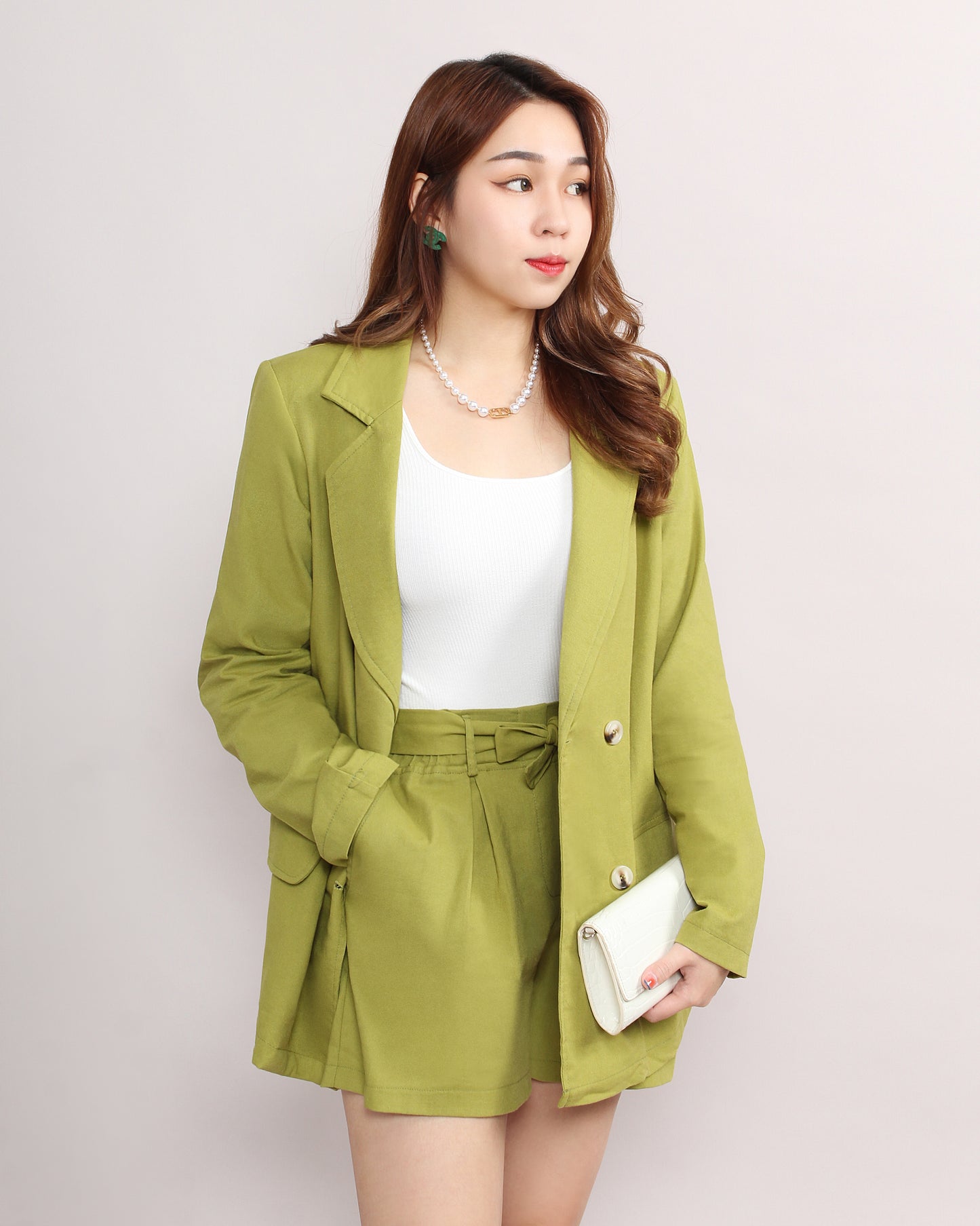 Elegant Blazer & Front Shorts Set