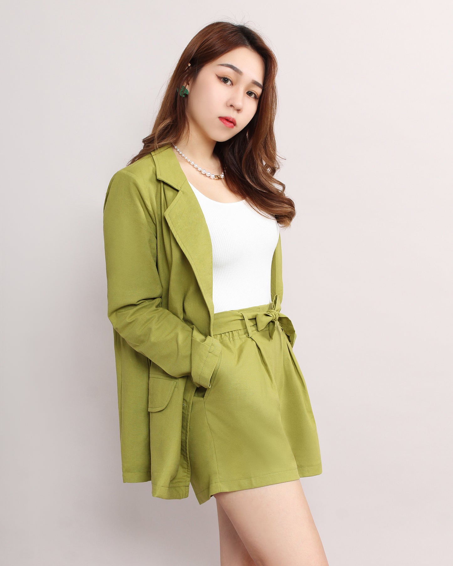 Elegant Blazer & Front Shorts Set