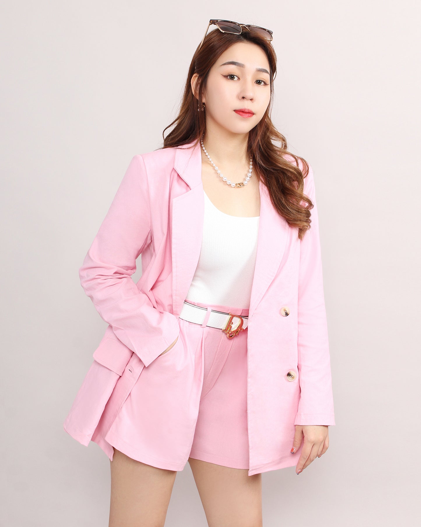 Elegant Blazer & Front Shorts Set
