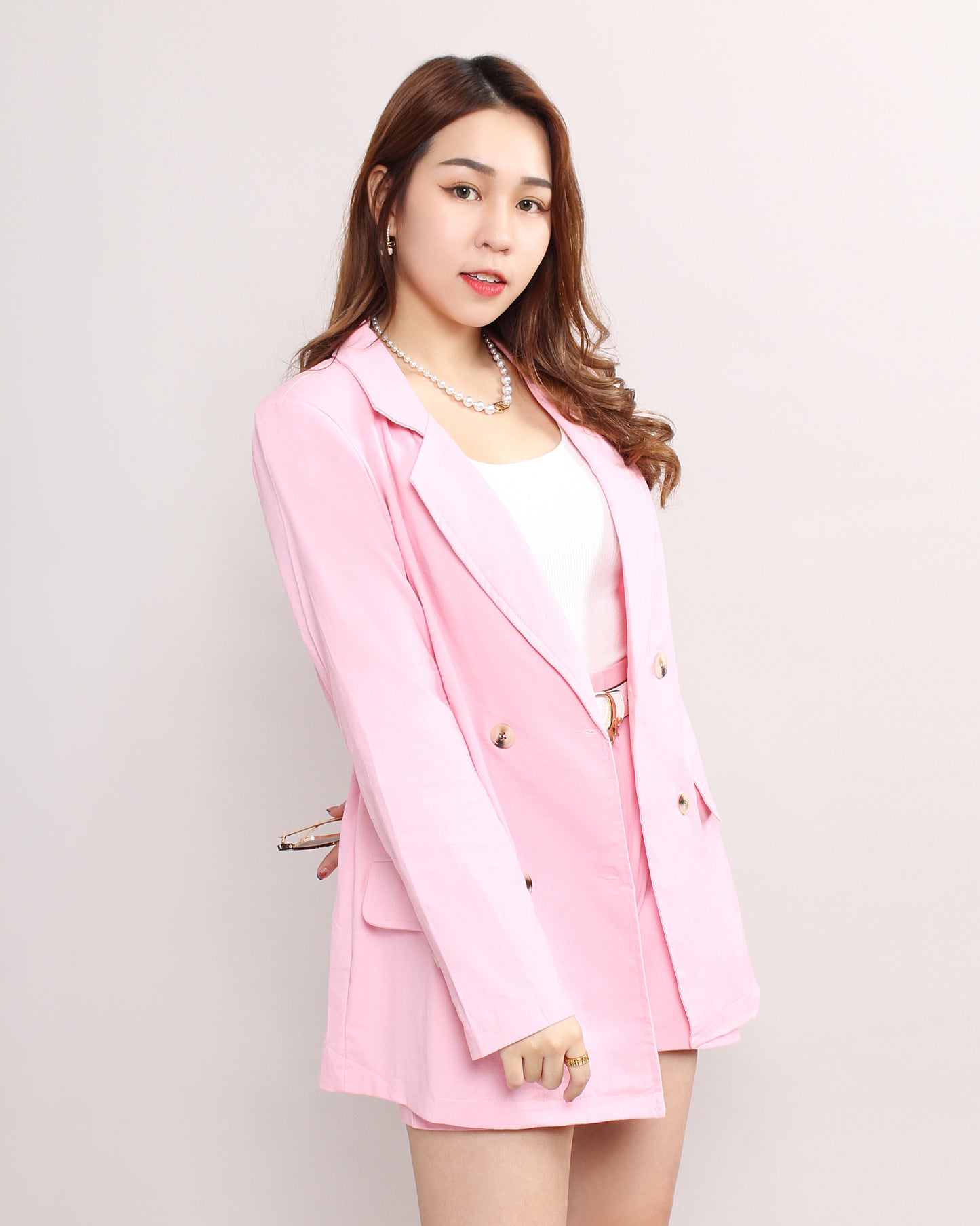Elegant Blazer & Front Shorts Set