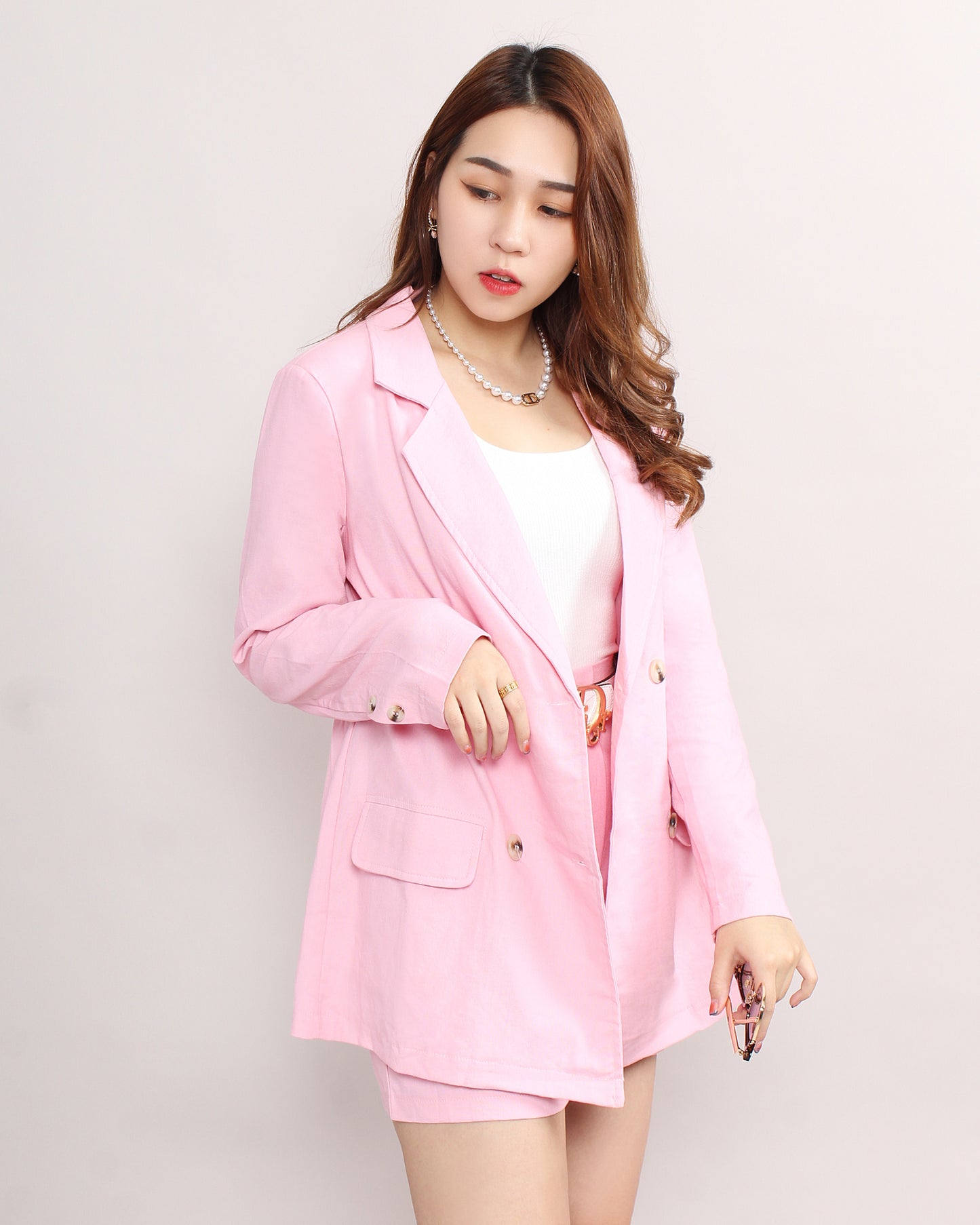 Elegant Blazer & Front Shorts Set