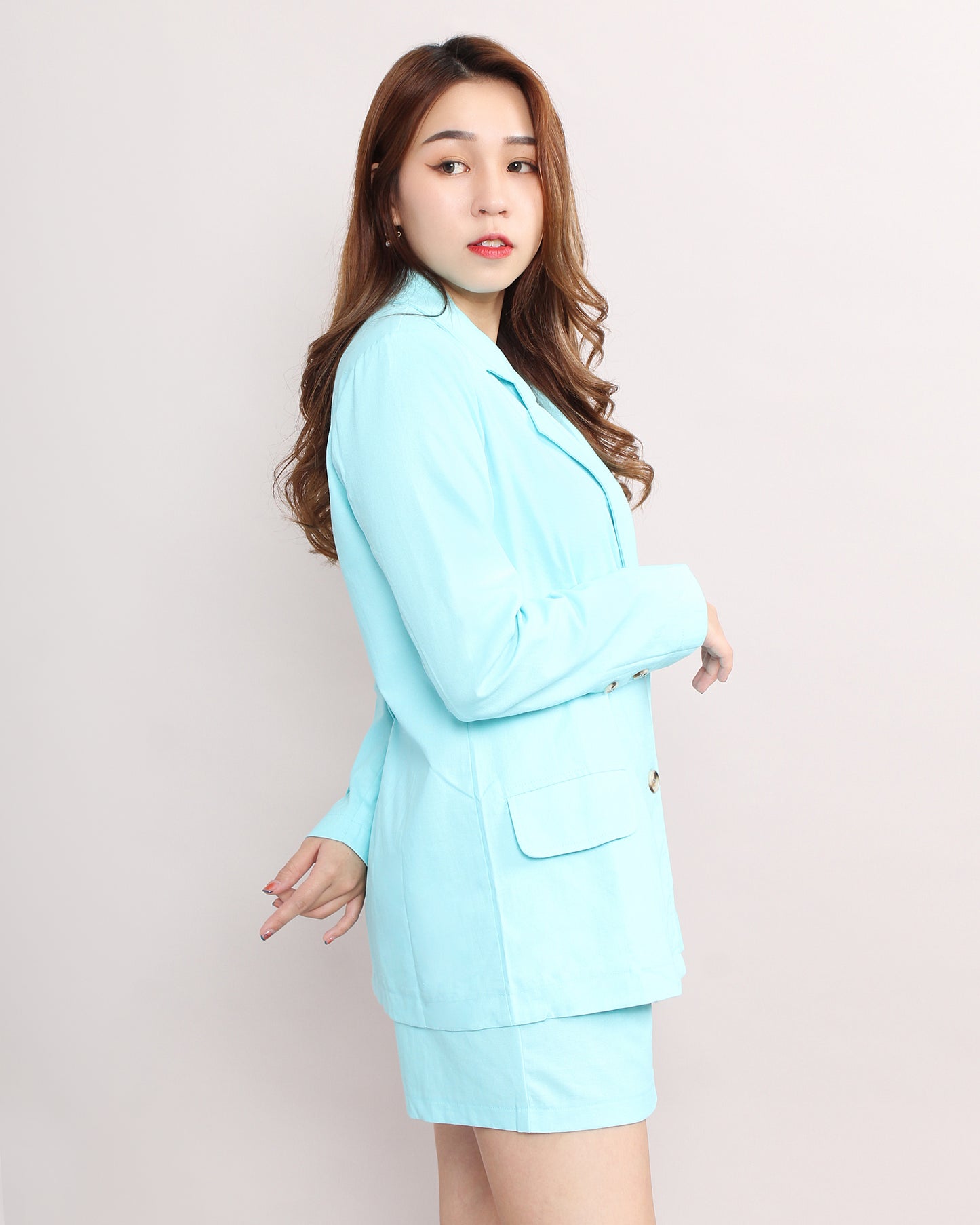 Elegant Blazer & Front Shorts Set