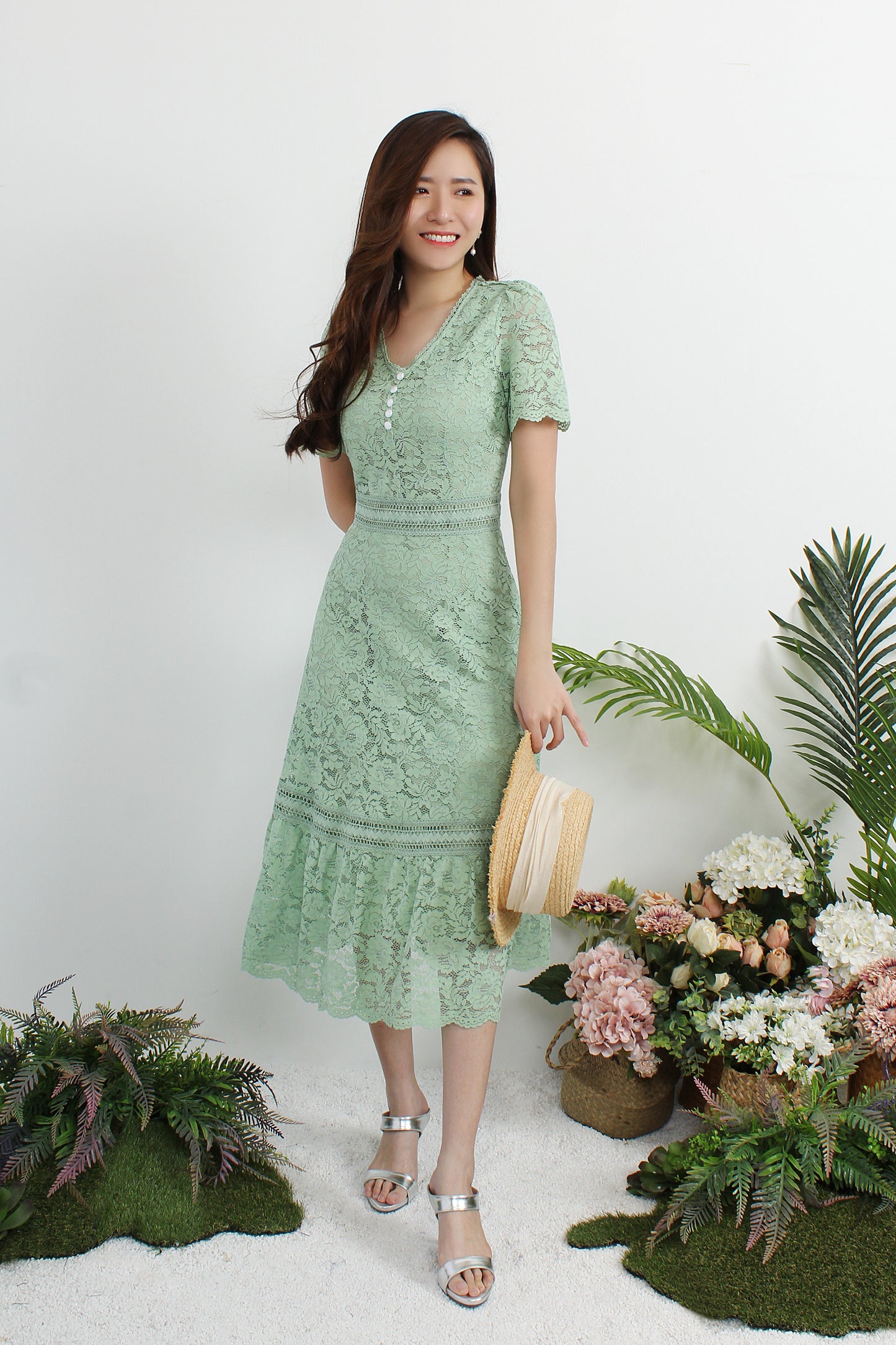 Astraea V-Neck Lace Dress