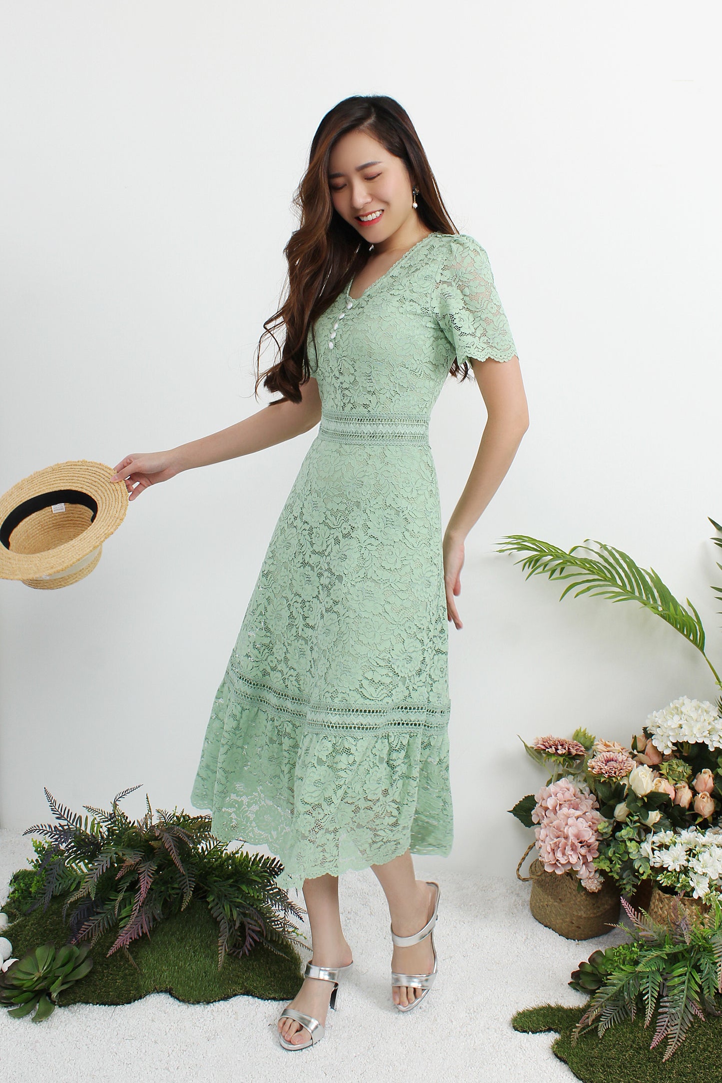 Astraea V-Neck Lace Dress