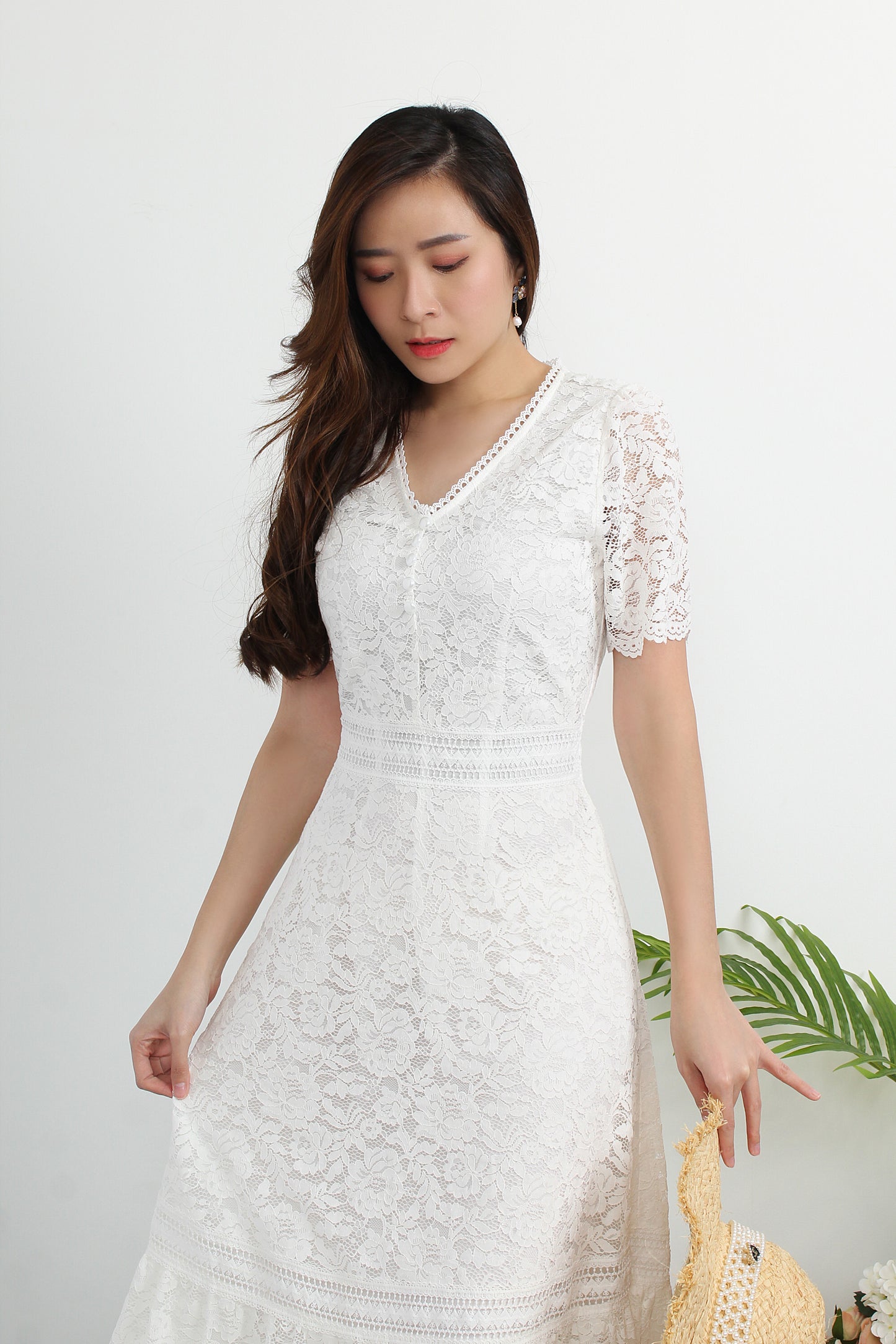Astraea V-Neck Lace Dress