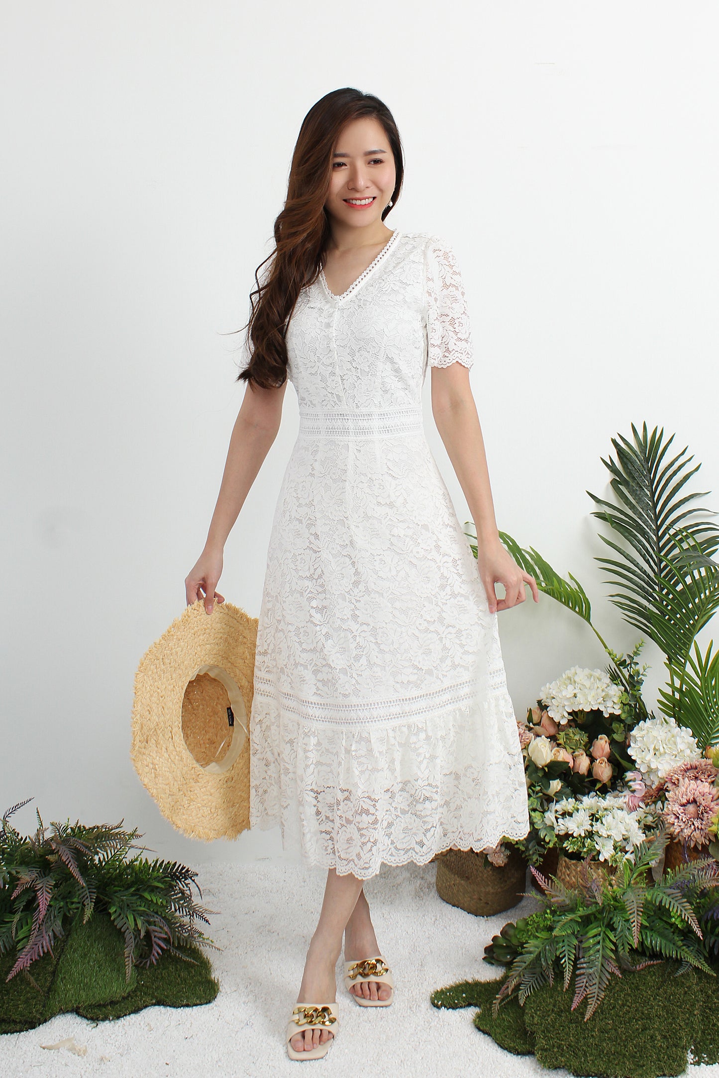 Astraea V-Neck Lace Dress