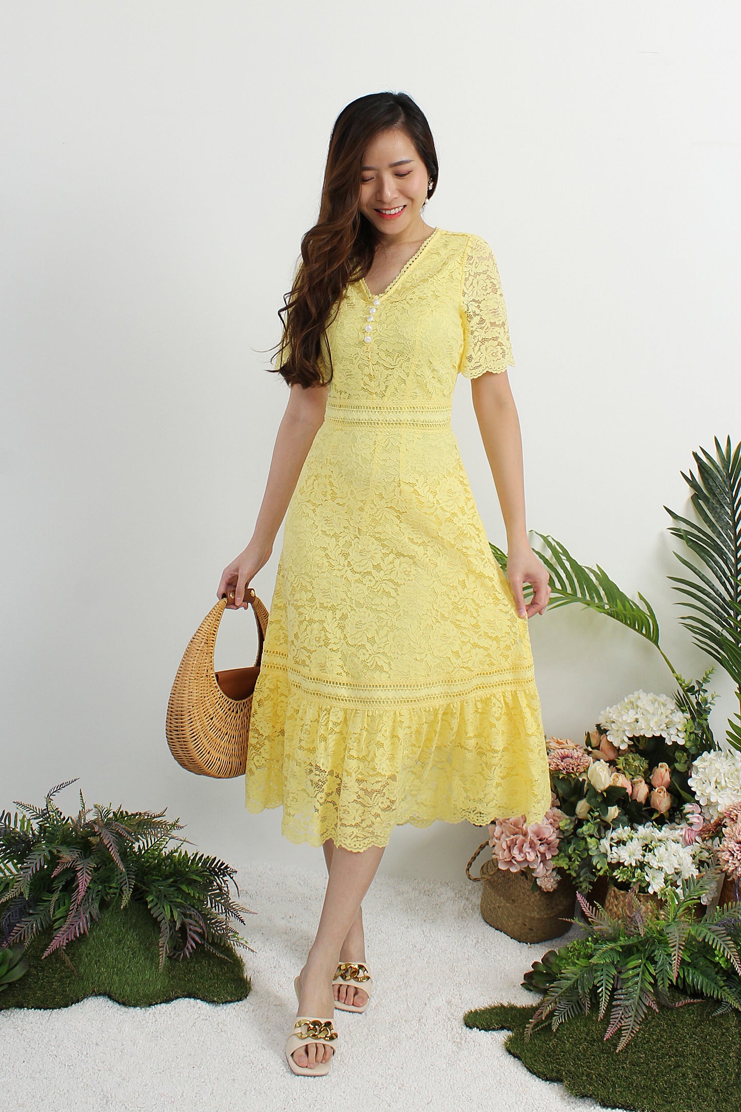 Astraea V-Neck Lace Dress