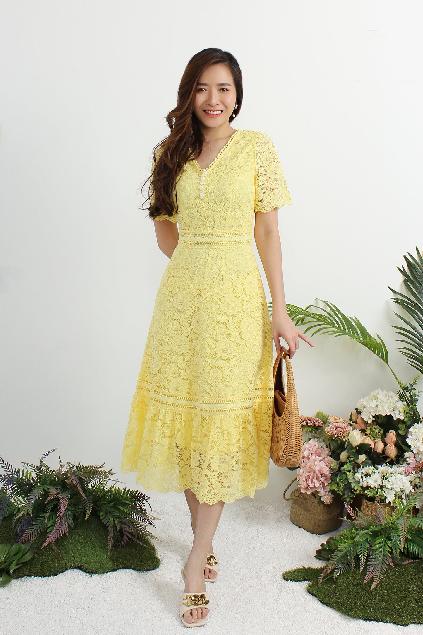 Astraea V-Neck Lace Dress