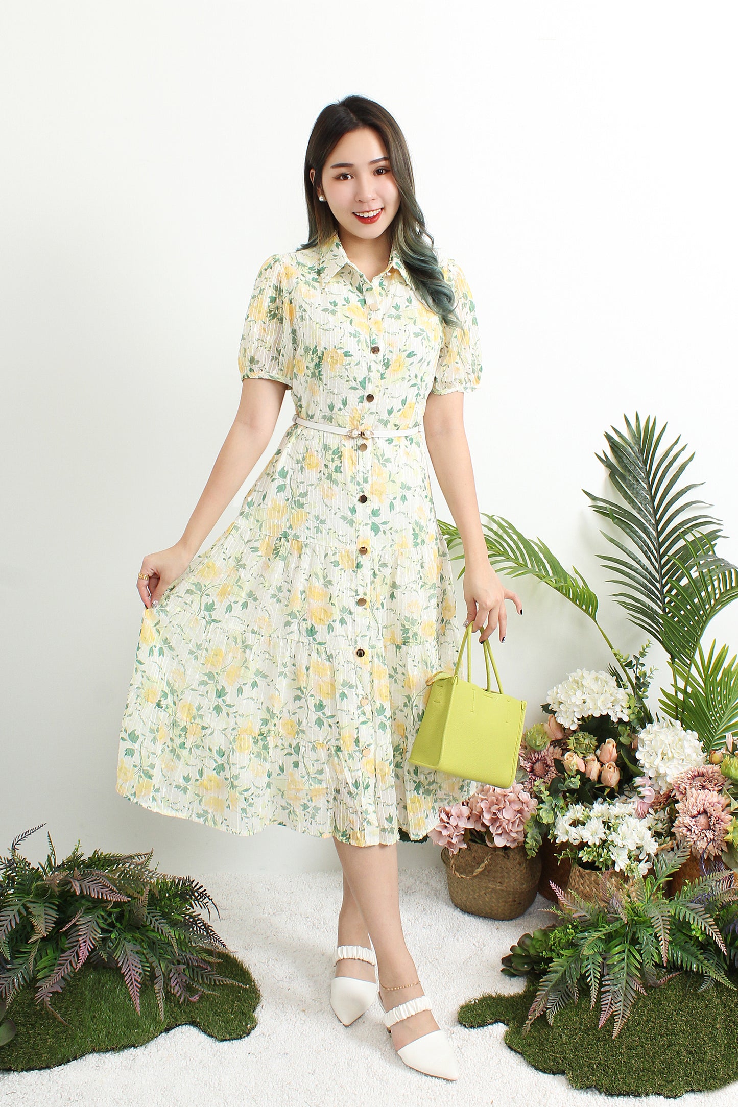 Amalthea Floral Shirt Dress With Sequin Details