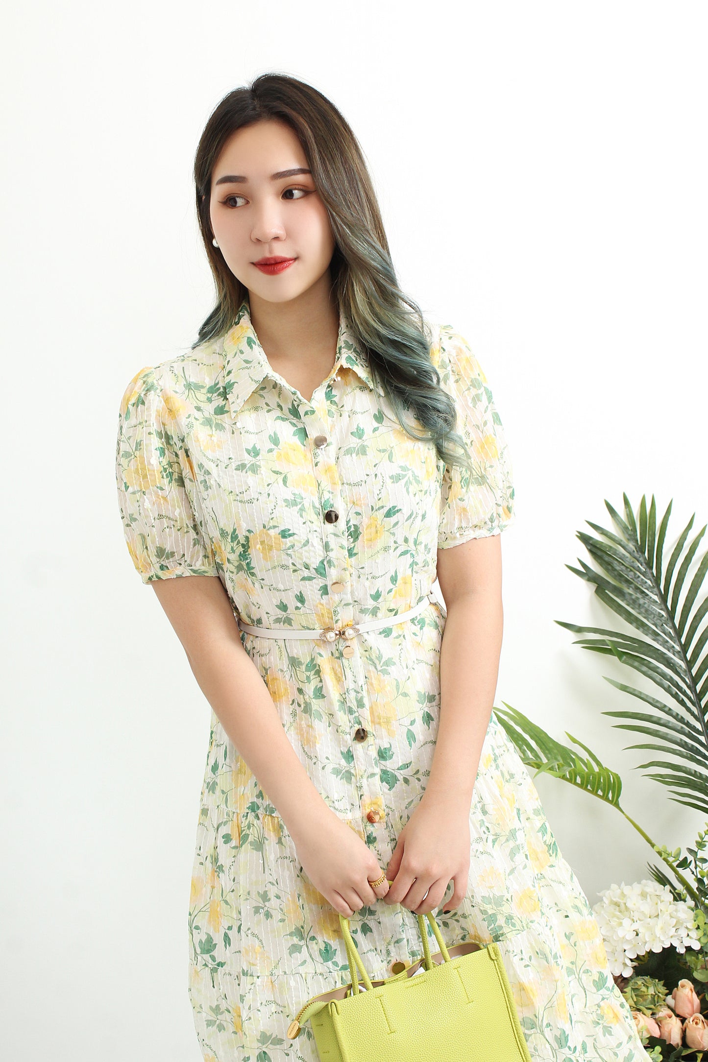Amalthea Floral Shirt Dress With Sequin Details
