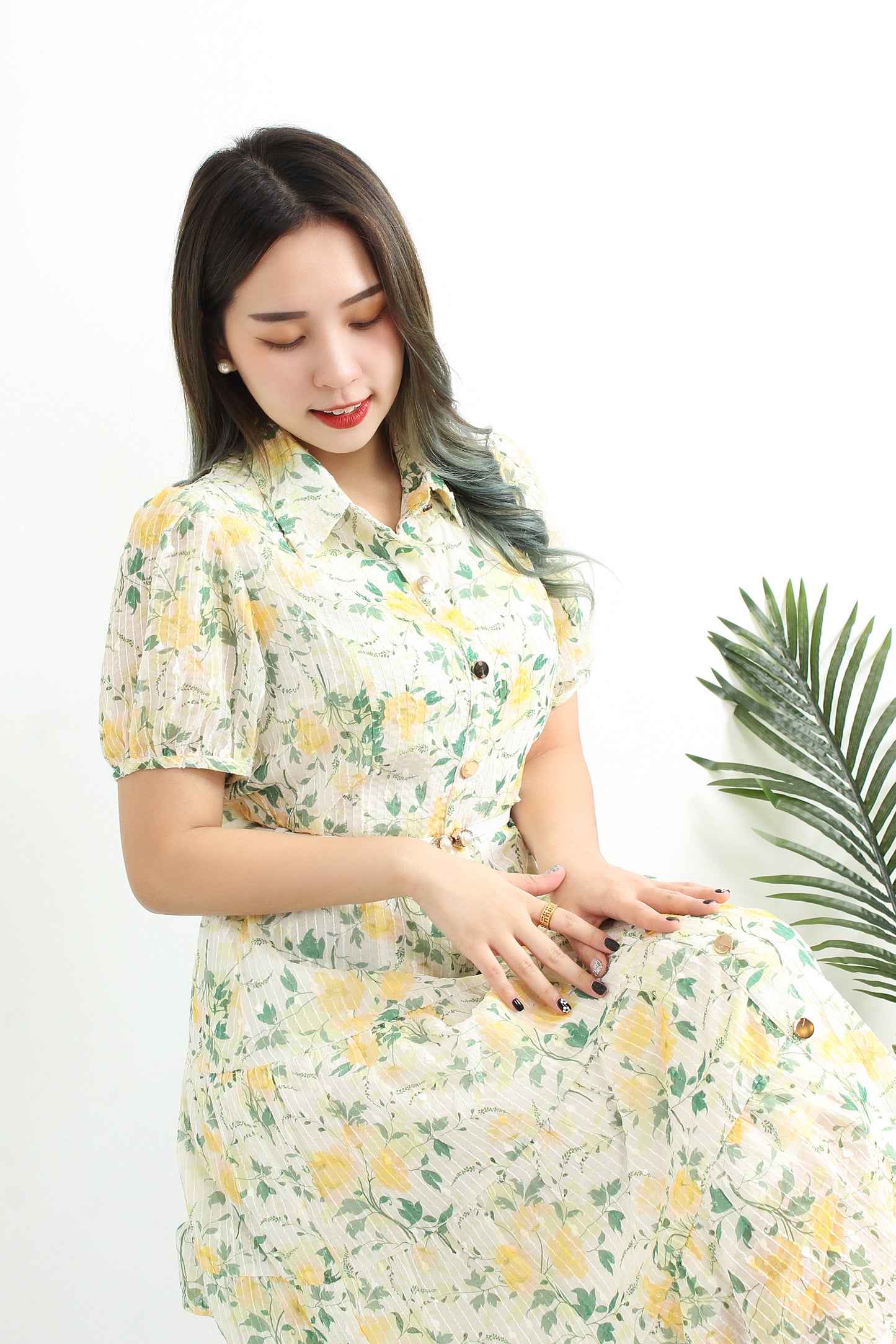 Amalthea Floral Shirt Dress With Sequin Details