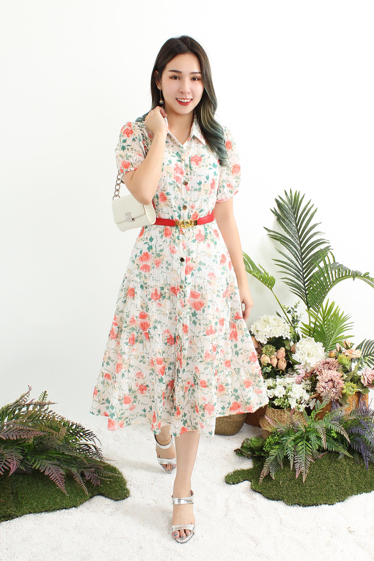 Amalthea Floral Shirt Dress With Sequin Details