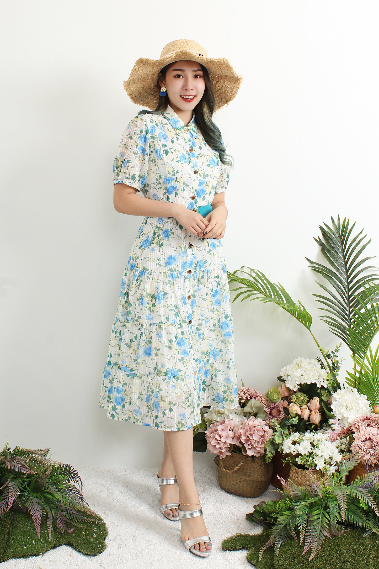 Amalthea Floral Shirt Dress With Sequin Details
