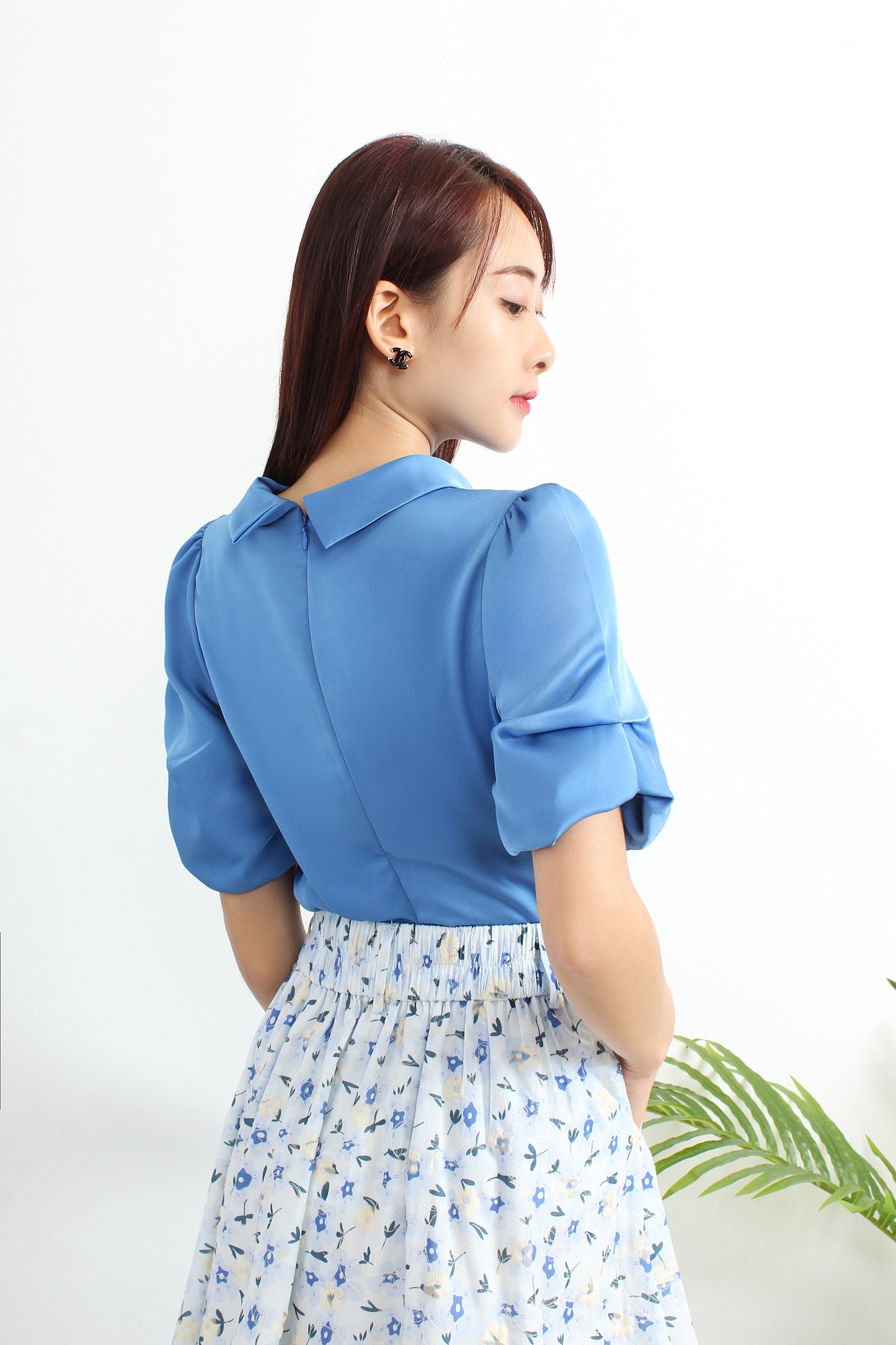 Aegle Cowl Collar Satin Blouse